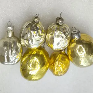 Set of 6 Antique Vintage USSR Glass Christmas Ornaments Nuts
