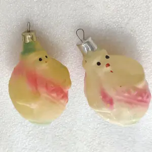 Set of 2 Antique Vintage USSR Glass Christmas Ornaments Prince Lemon