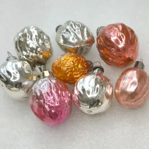 Set of 8 Antique Vintage USSR Glass Christmas Ornaments Nuts