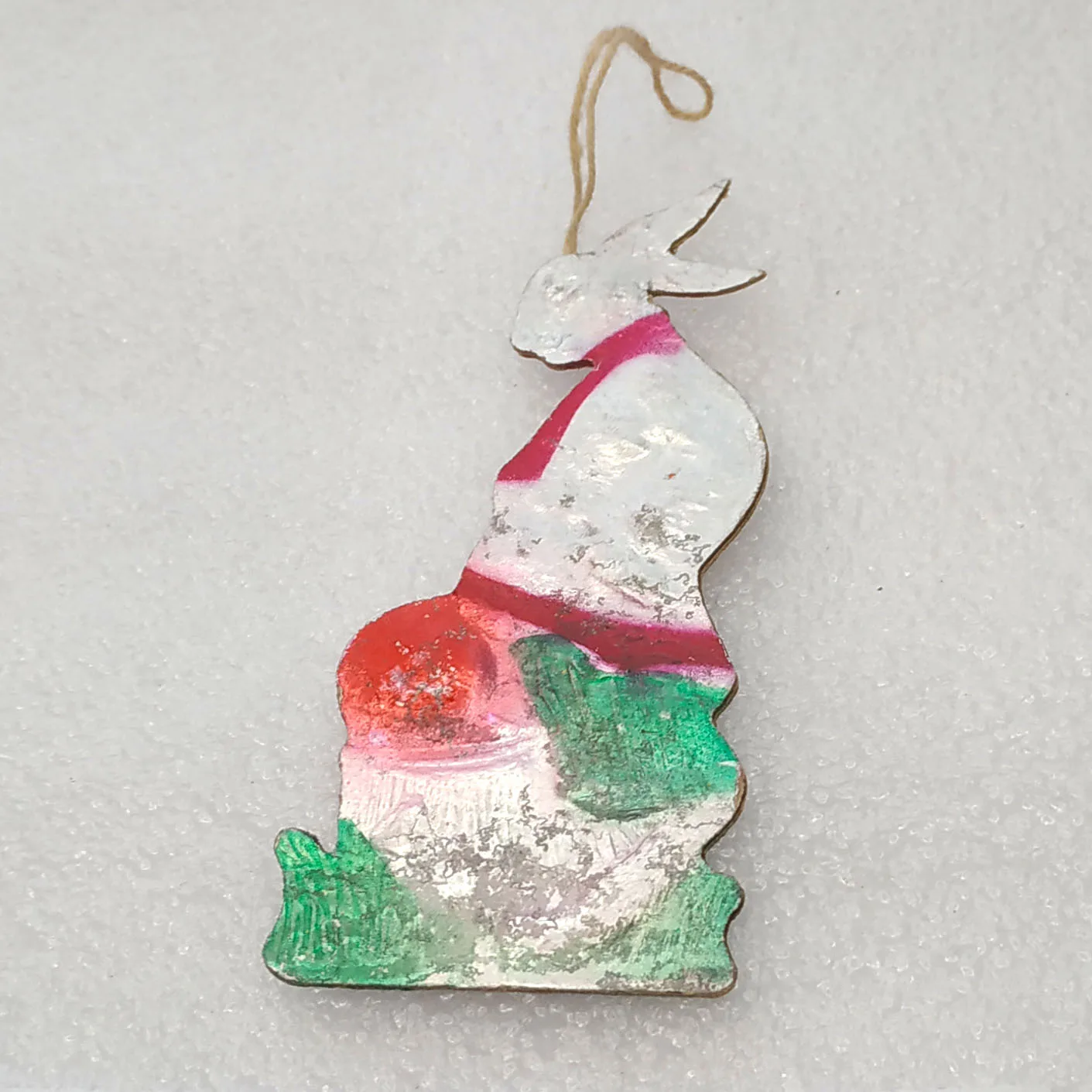 Vintage Dresden Cardboard Christmas Ornament Hare Kolobok Russian Fairy Tale