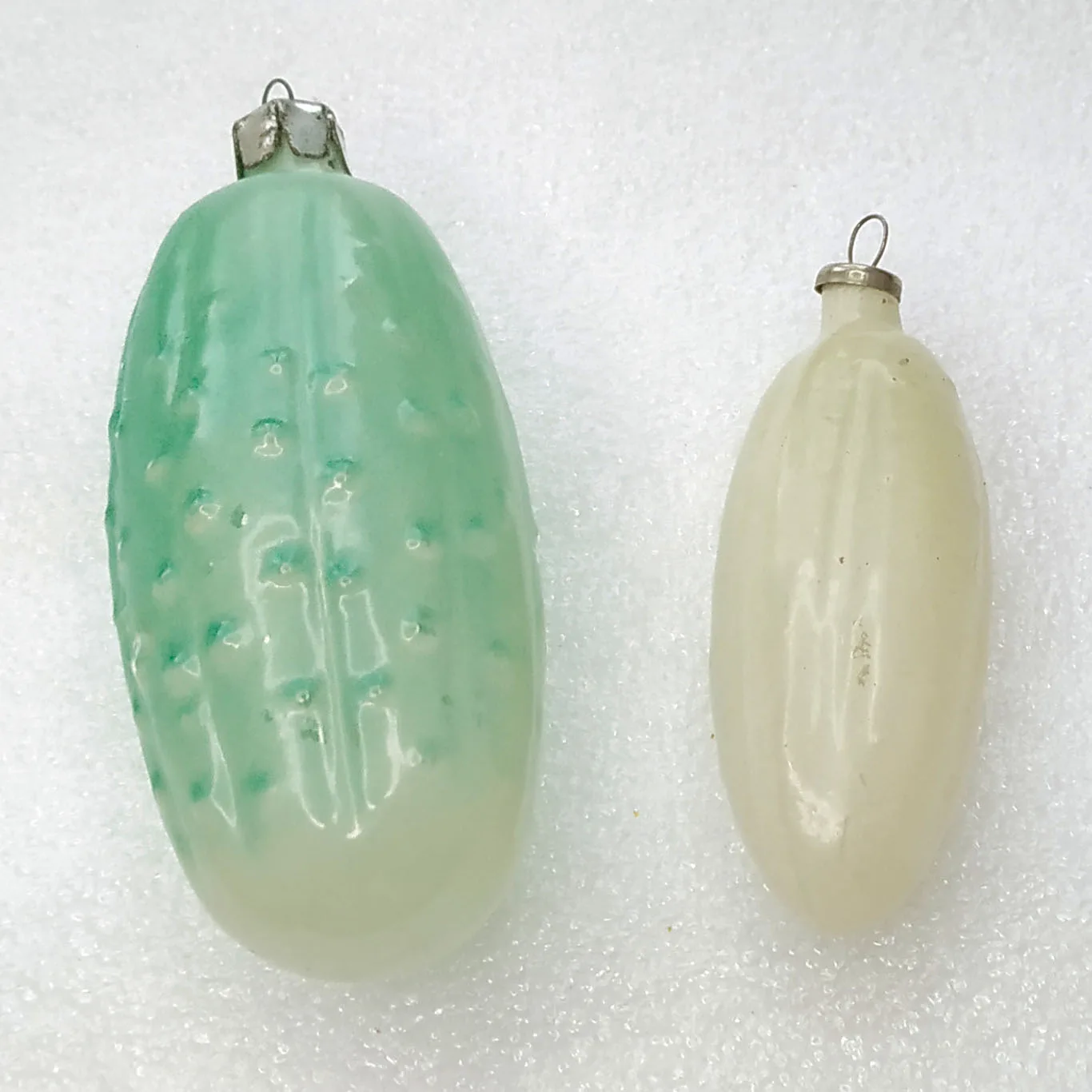 Set of 2 Antique Vintage Glass Christmas USSR Ornament Pickles