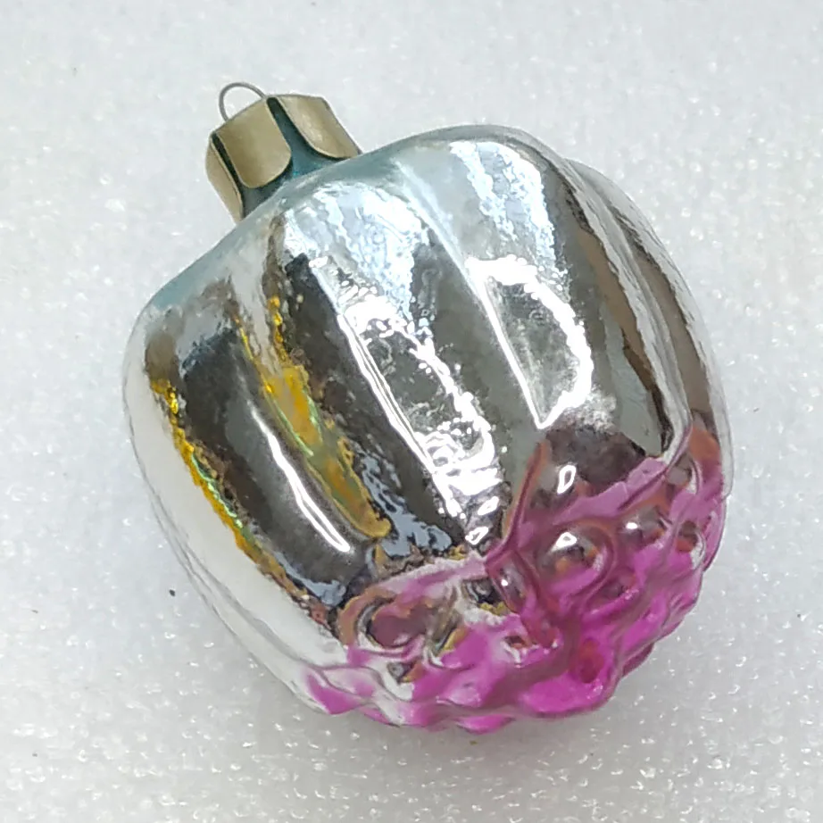 Vintage Antique Silver Glass USSR Christmas Ornament Toy Flower