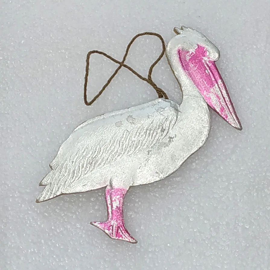 Vintage Dresden Cardboard Christmas Old Tree Ornament Pelican