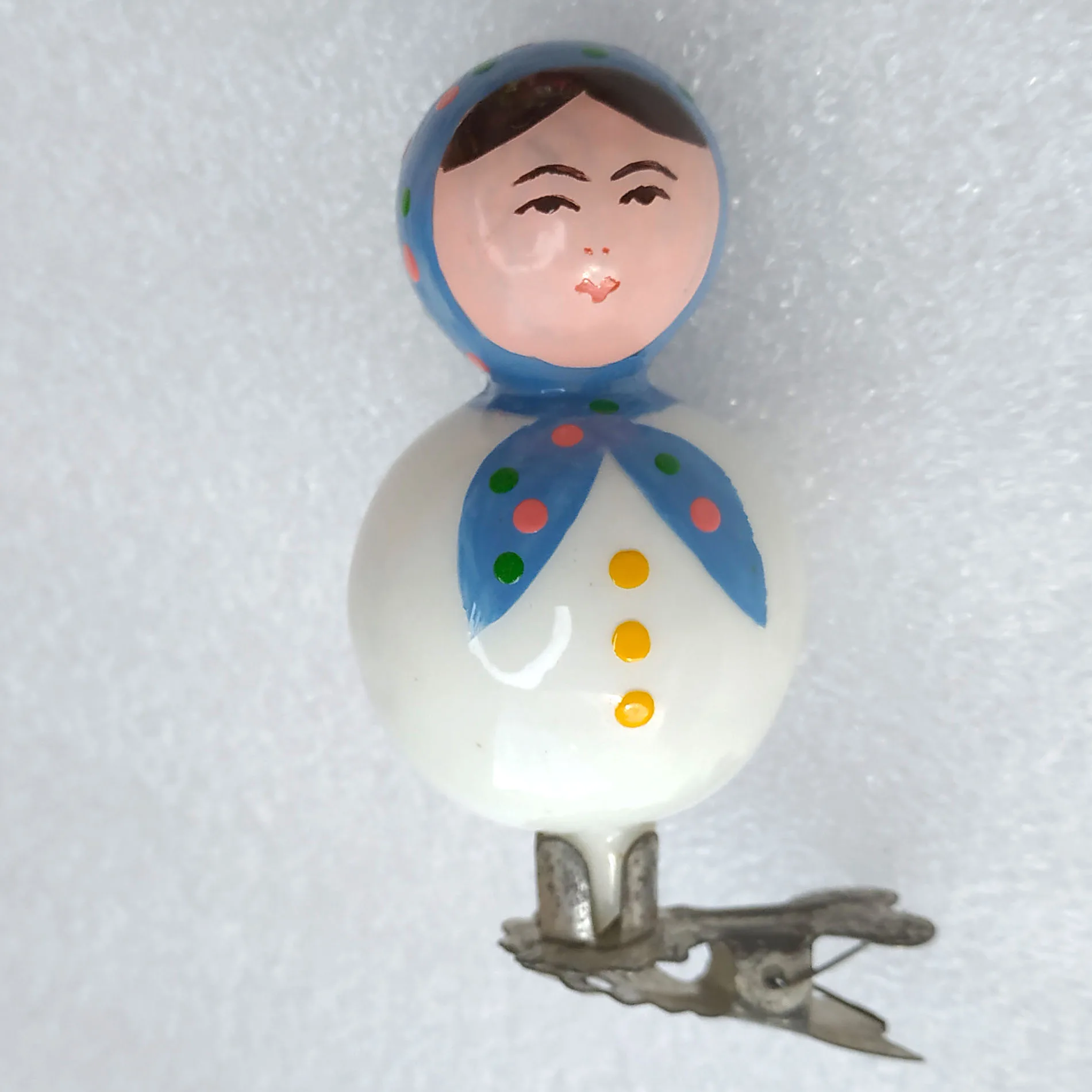 Antique Vintage Glass Christmas Ornament USSR Nesting Doll