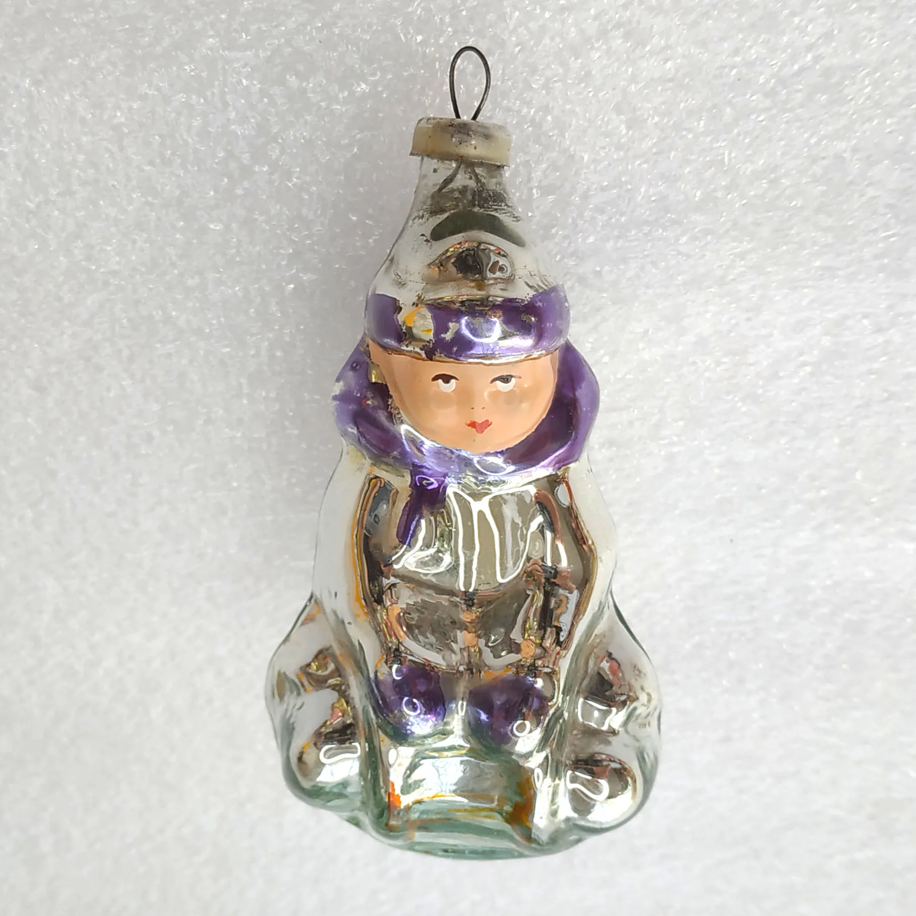 Antique Vintage Mercury Glass Christmas Ornament Tree Kid Sled