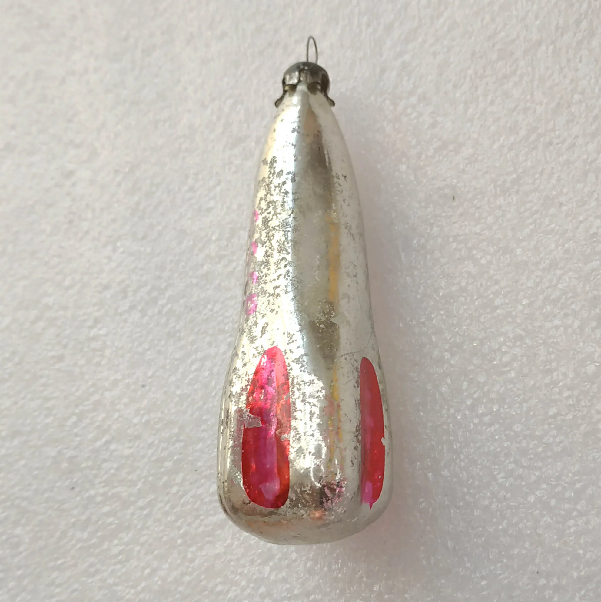 Vintage Silver Glass Christmas Ornament Tree Antique USSR Decor Rocket