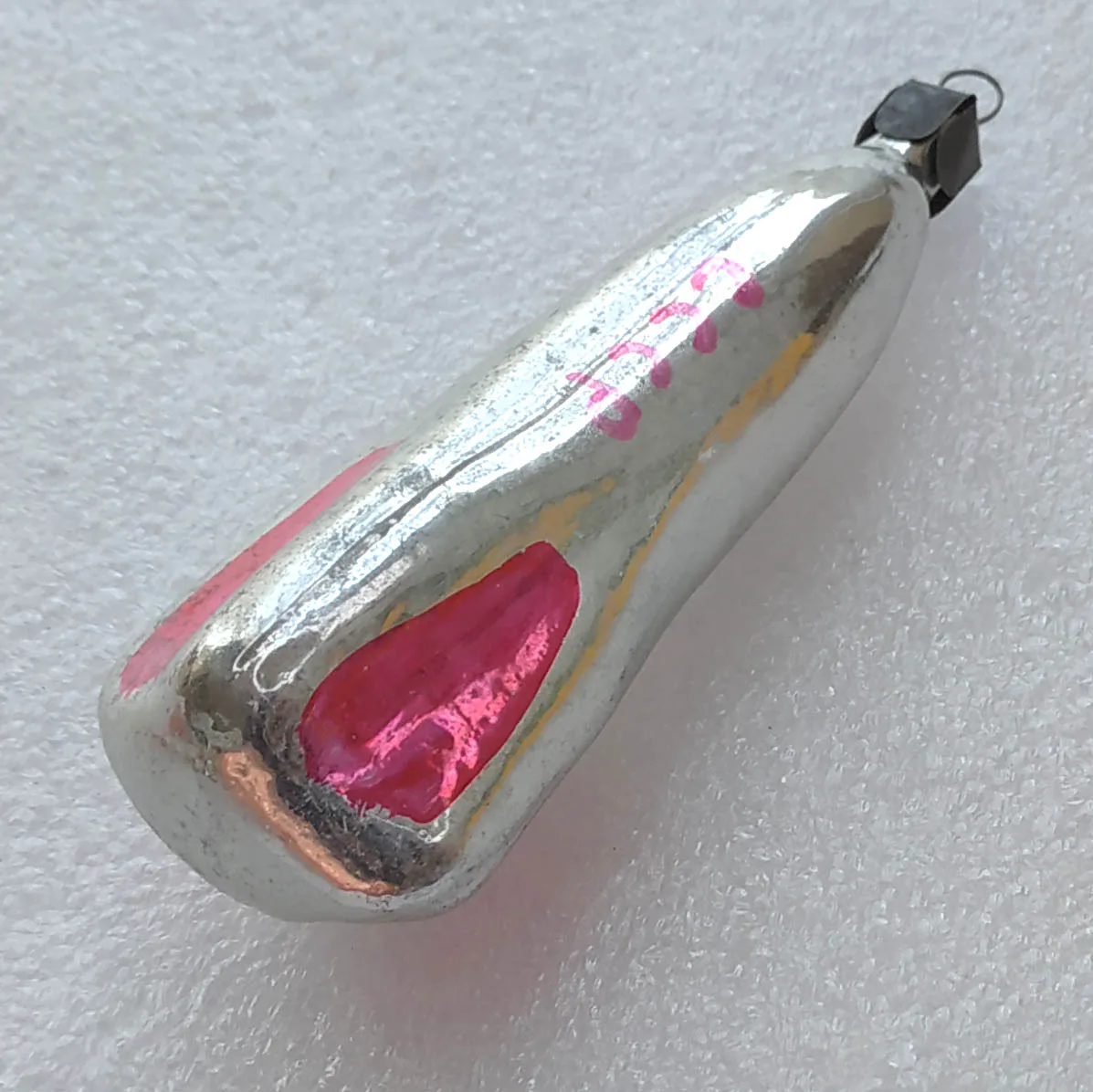 Vintage Silver Glass Christmas Ornament Tree Antique USSR Decor Rocket