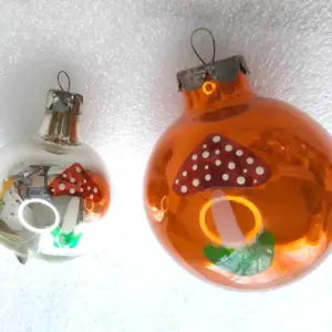 Set of 2 Vintage Silver Glass Christmas Ornaments Tree Antique USSR Decor Balls