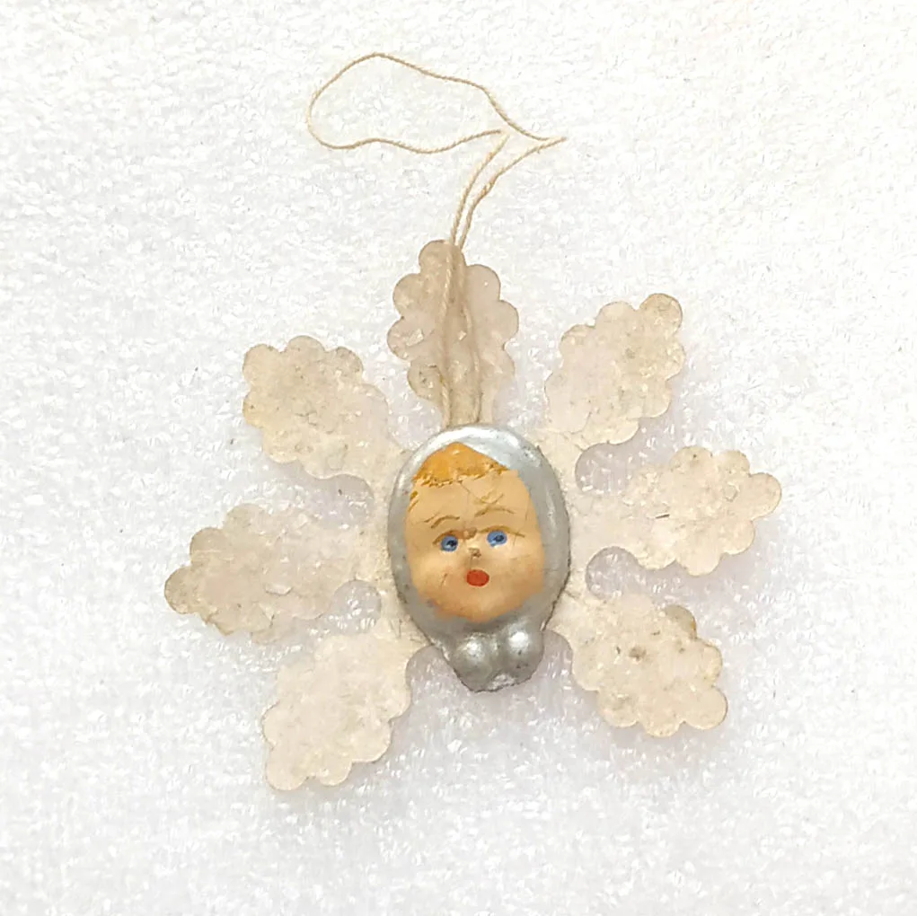 Vintage Christmas Ornament USSR Press Sawdust Tree Antique Decor Snowflake