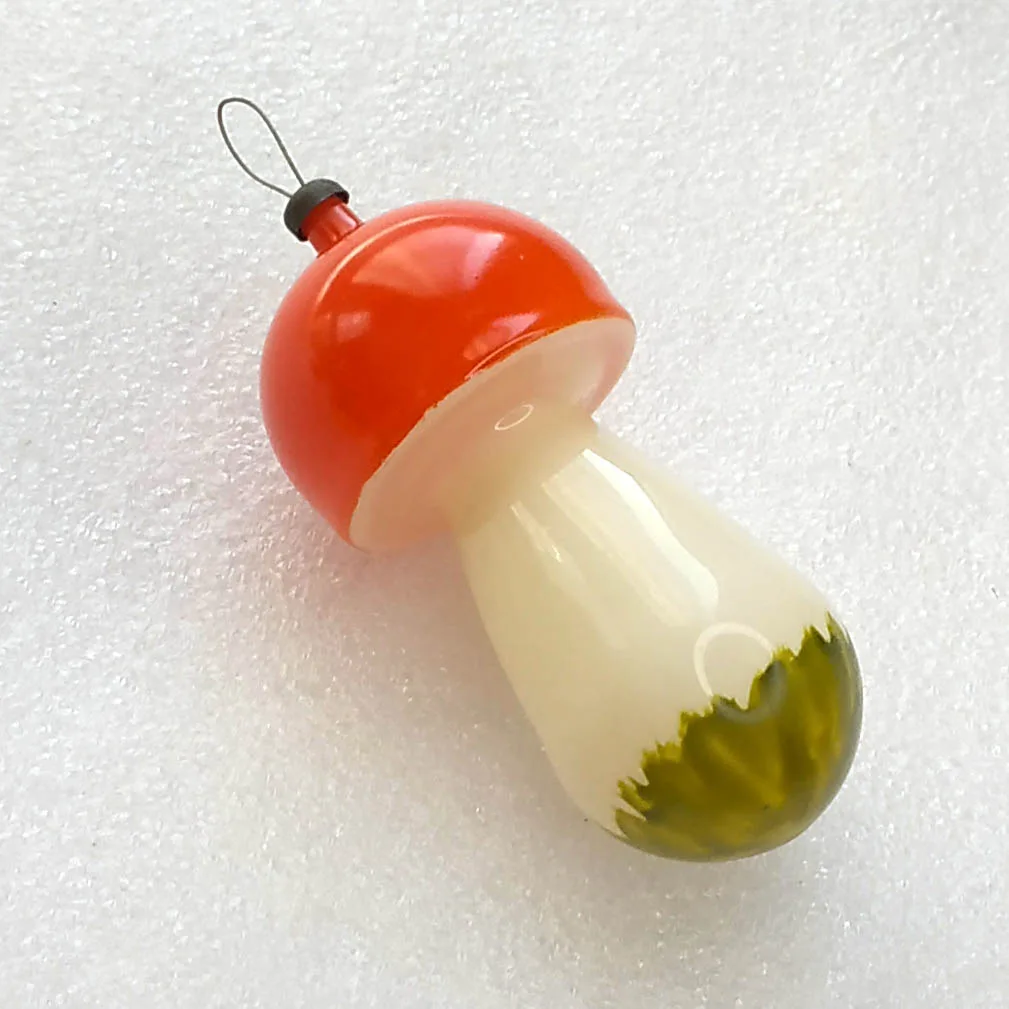 Vintage Glass USSR Christmas Ornament Tree Antique Decor Restored Mushroom