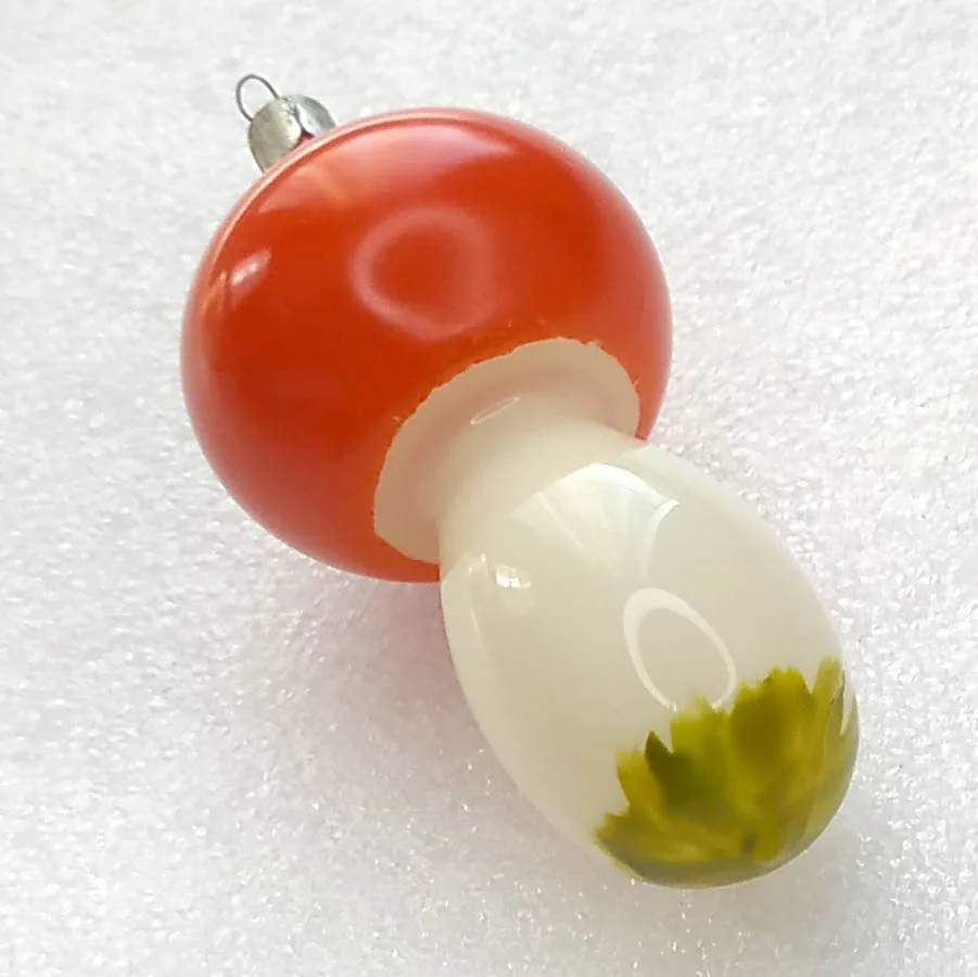 Vintage Glass USSR Christmas Ornament Tree Antique Decor Restored Mushroom