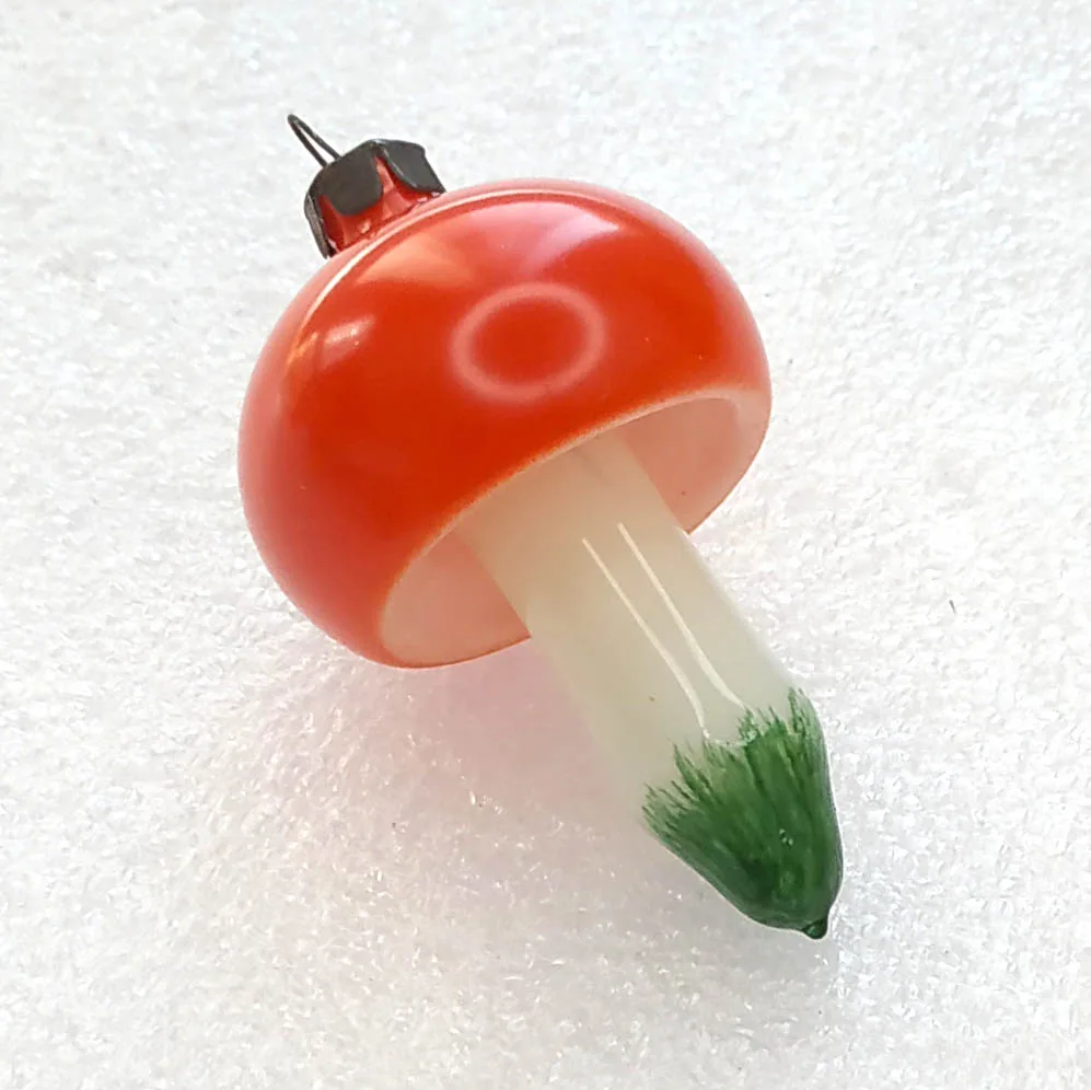 Vintage Glass USSR Christmas Ornament Tree Antique Decor Restored Mushroom