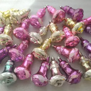 Set of 25 Vintage Silver Glass Christmas USSR Ornaments Antique Bells