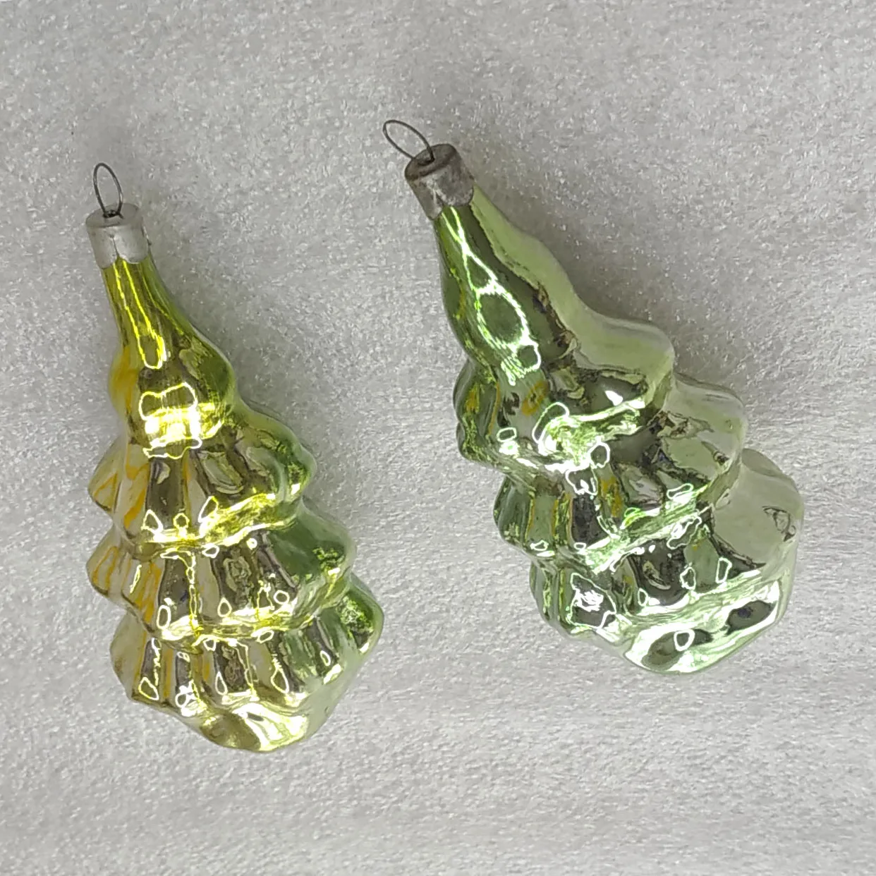 Set of 2 Vintage Silver Glass Christmas USSR Ornaments Antique Decor Christmas