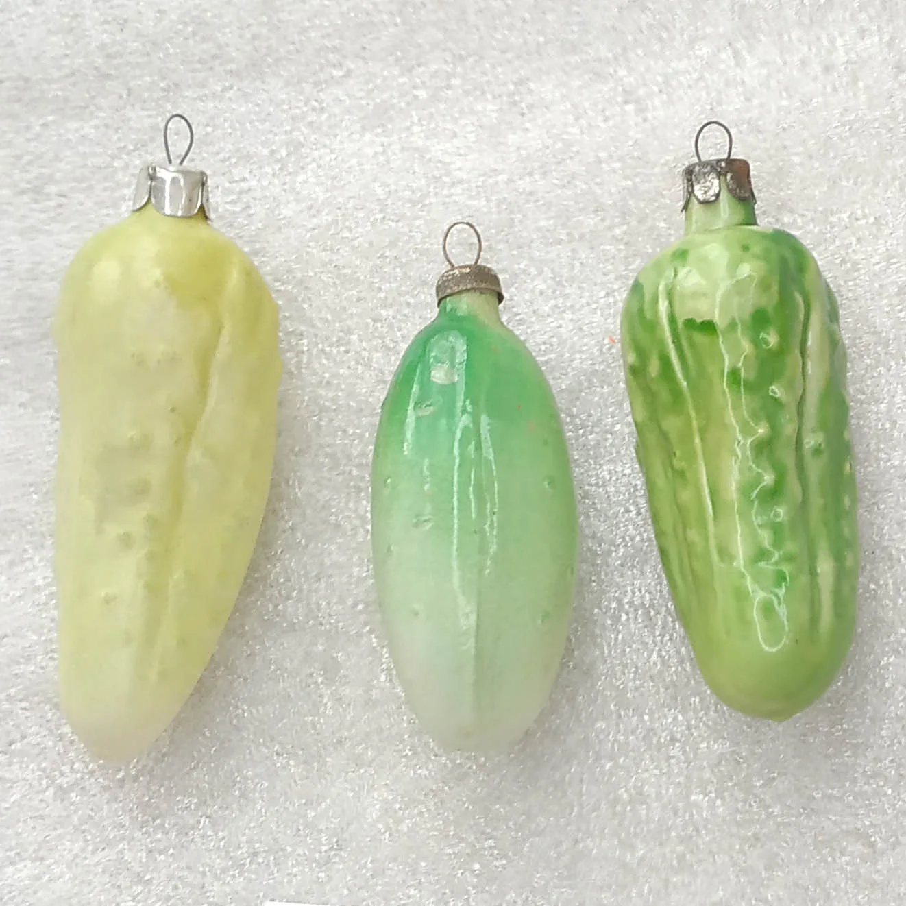 Set of 3 Vintage Glass Christmas USSR Ornaments Antique Decor Pickles