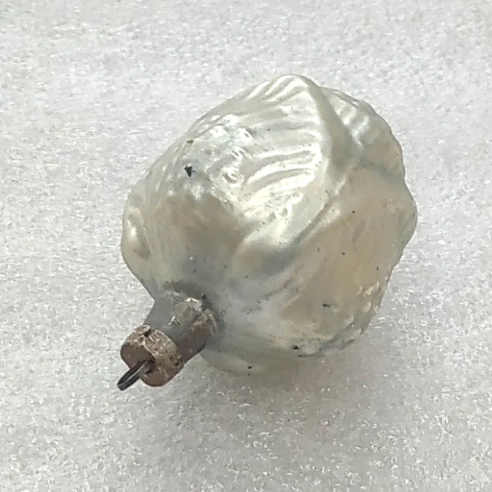 Vintage Silver Glass Christmas GDR Ornament Antique Flower