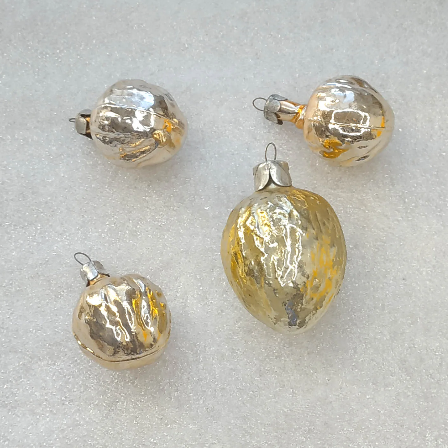 Set of 4 Vintage Glass Christmas USSR Ornaments Antique Decor Walnuts