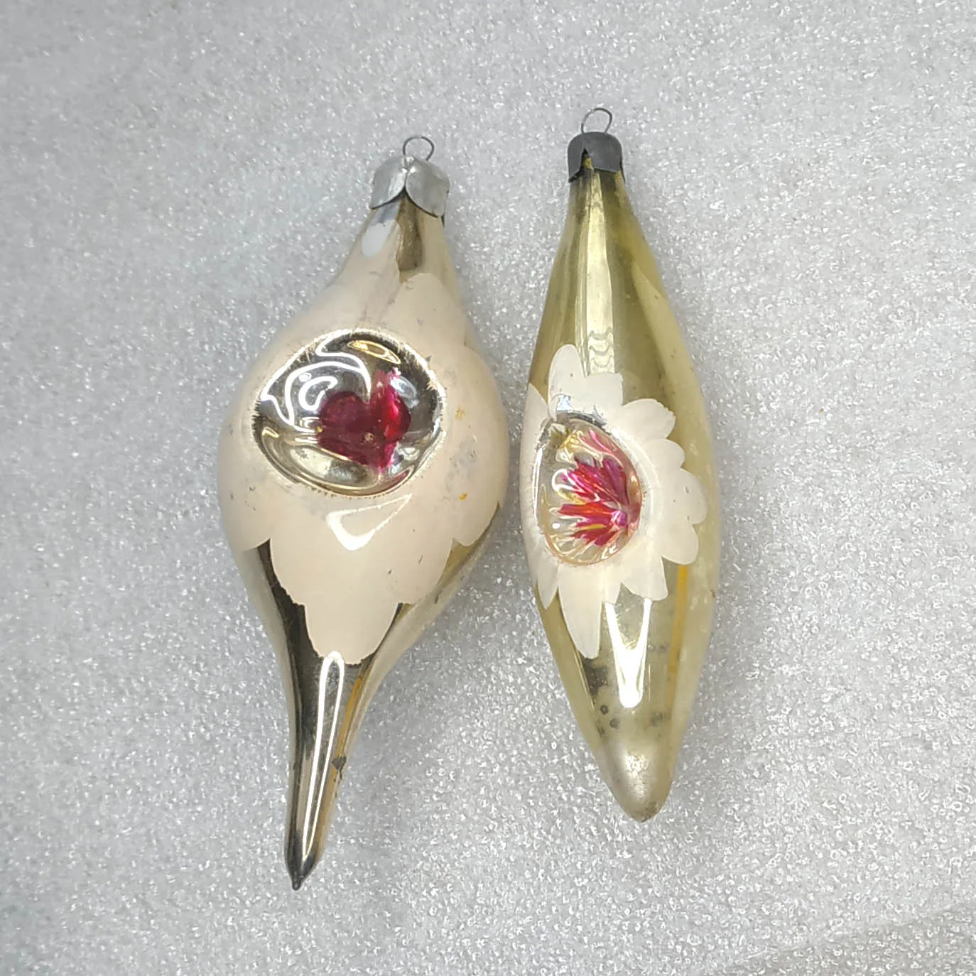 Set of 2 Vintage Silver Glass Christmas USSR Ornament Antique Icicles