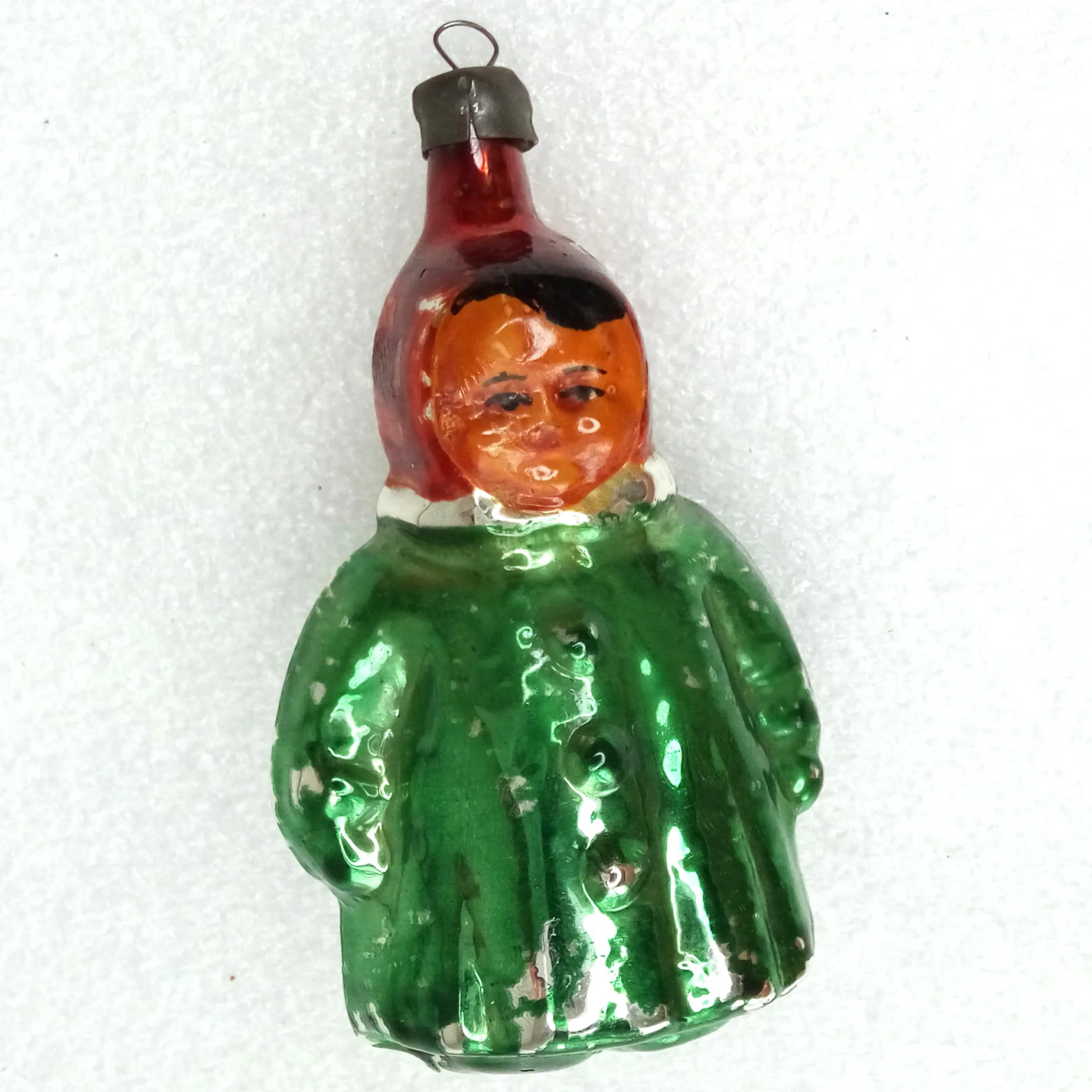 Vintage Glass Christmas Ornament Decor Girl Female Figure Child Antique Collectible