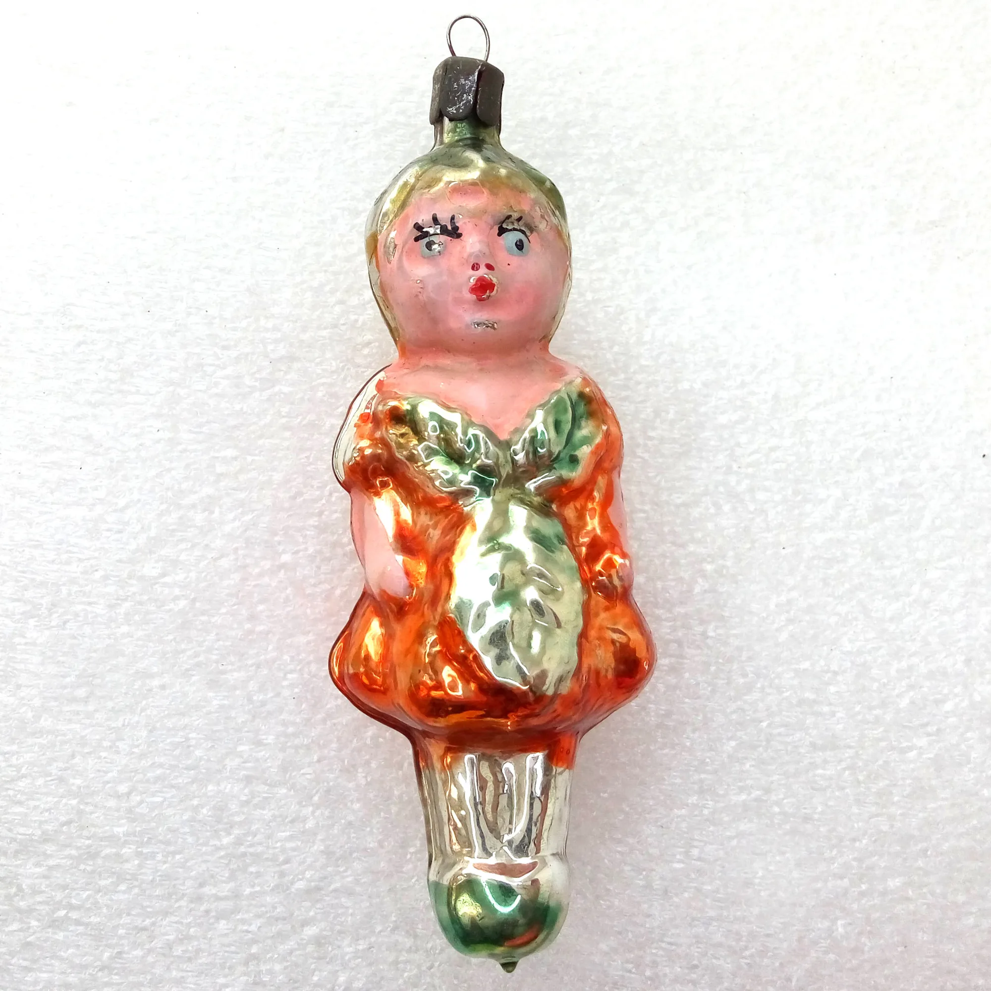 Vintage Ukrainian Glass Christmas Ornaments Cherry Girl