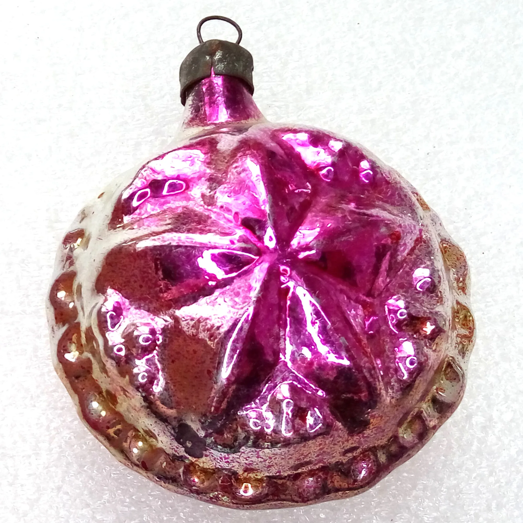 Vintage Ukrainian Glass Christmas Ornaments Star