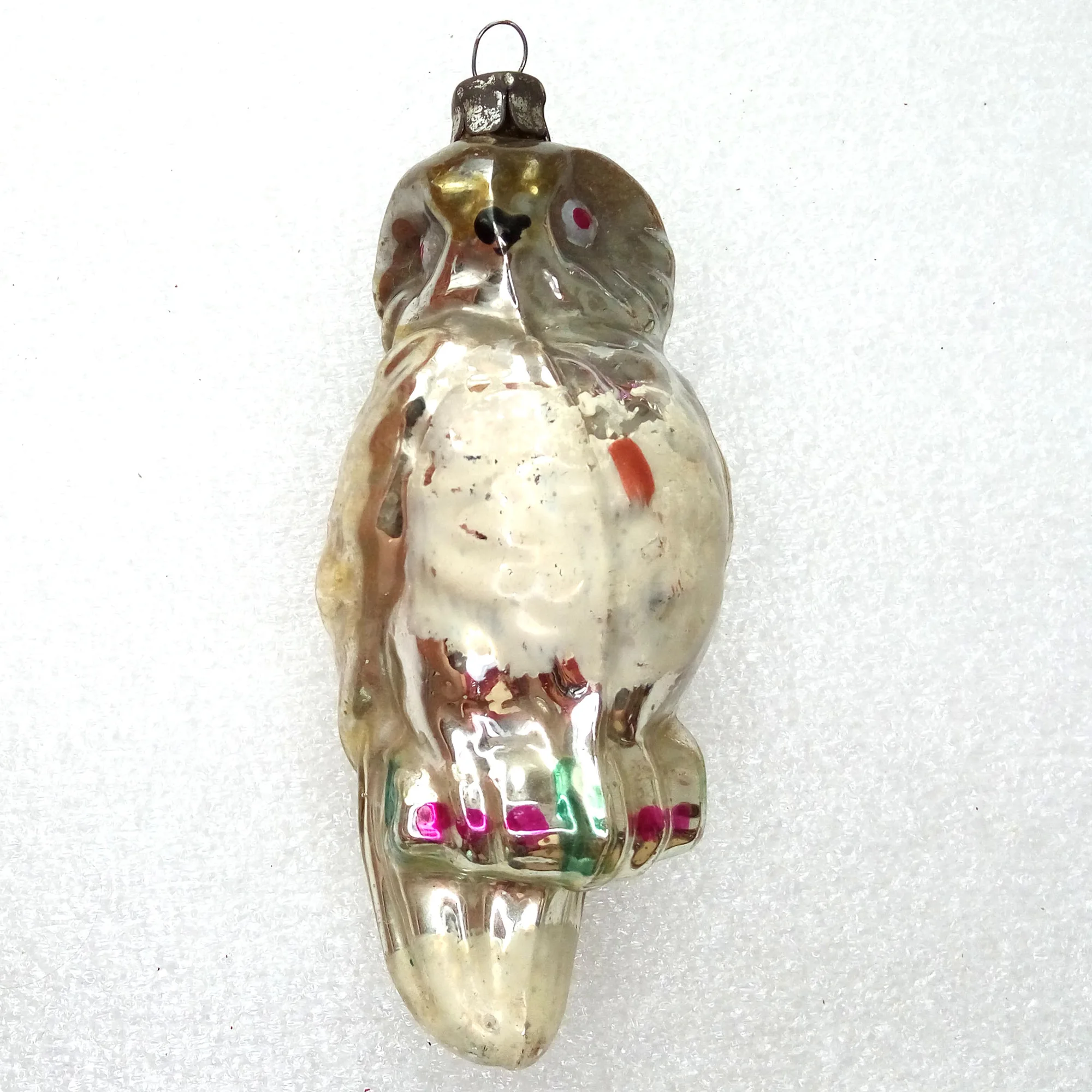 Vintage Ukrainian Glass Christmas Ornaments Tree Owl