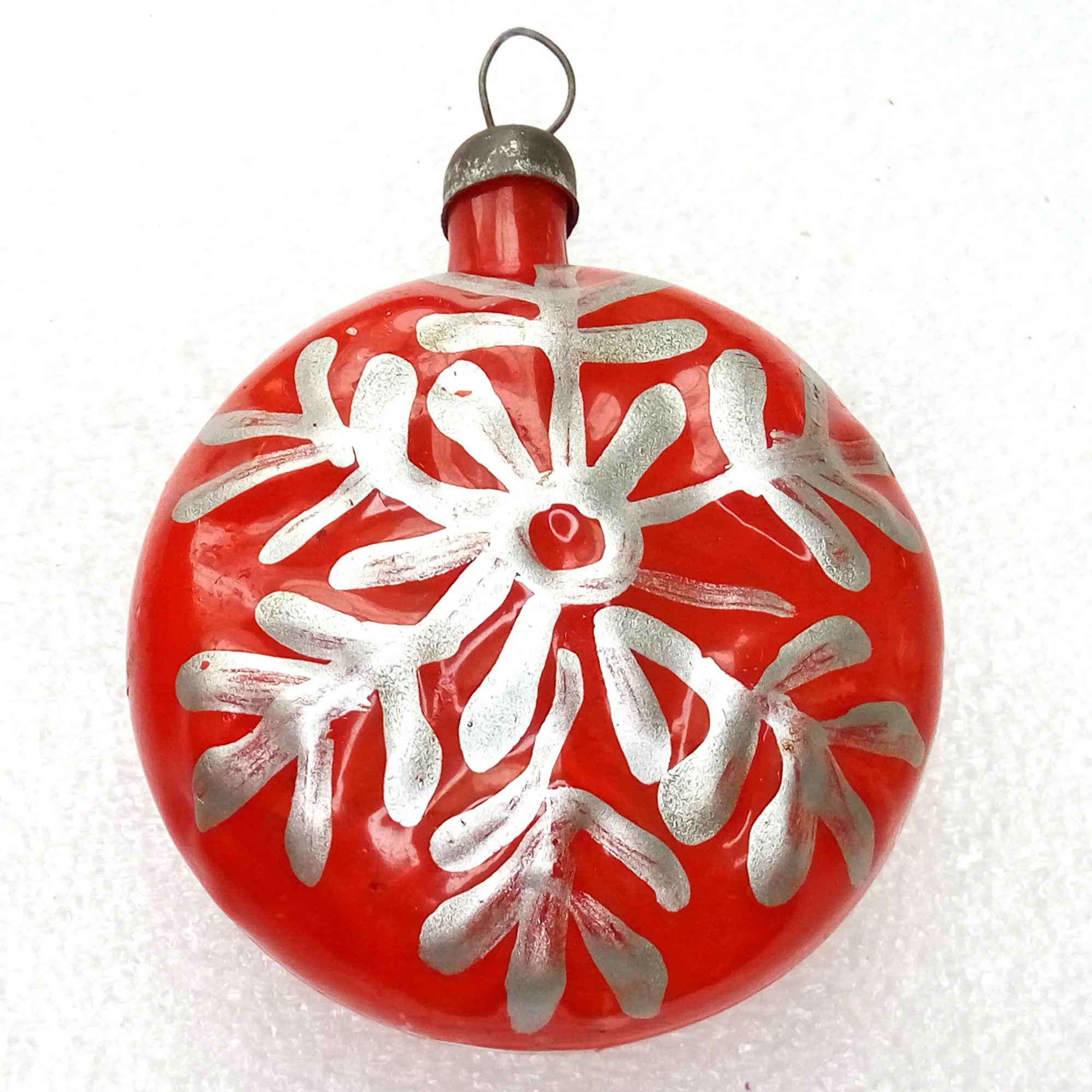 Vintage Ukrainian Glass Christmas Ornaments Snowflake