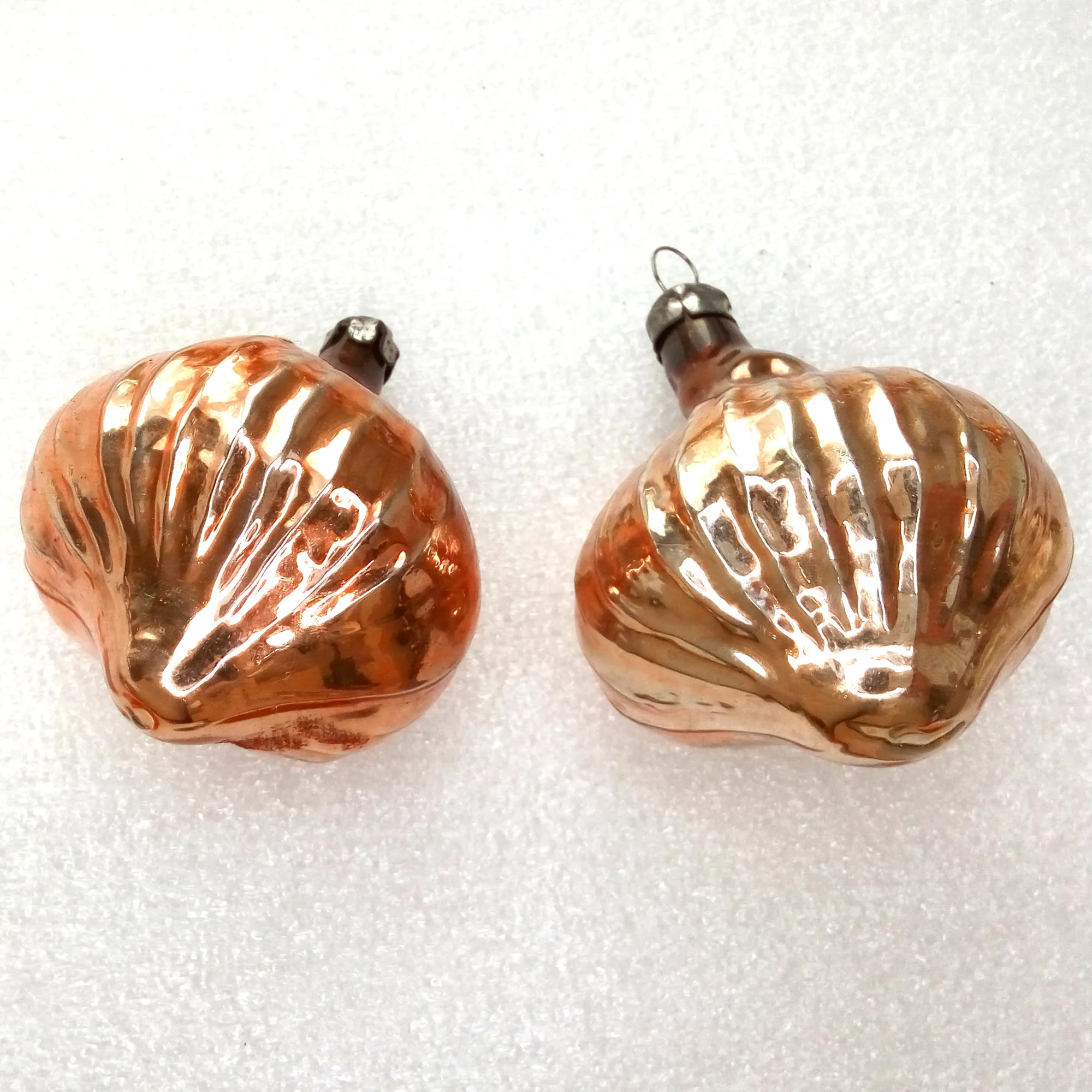 Set of 2 Vintage Ukrainian Glass Christmas Ornaments Onions