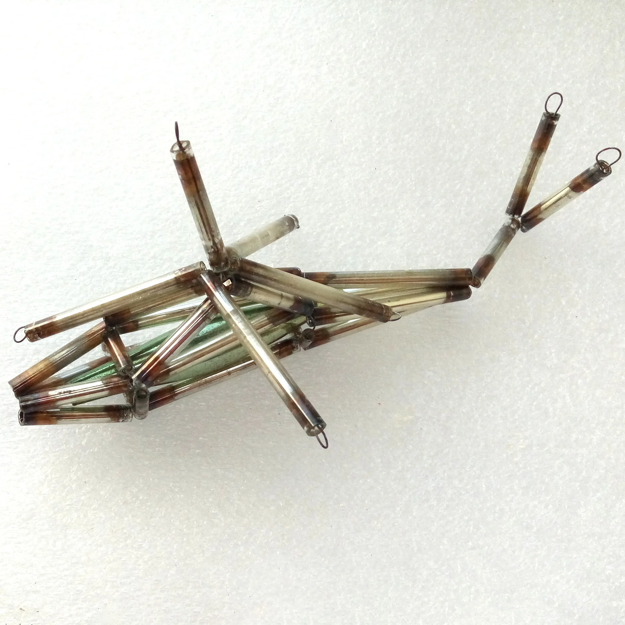 Vintage Ukrainian Tube Glass Christmas Ornament Helicopter