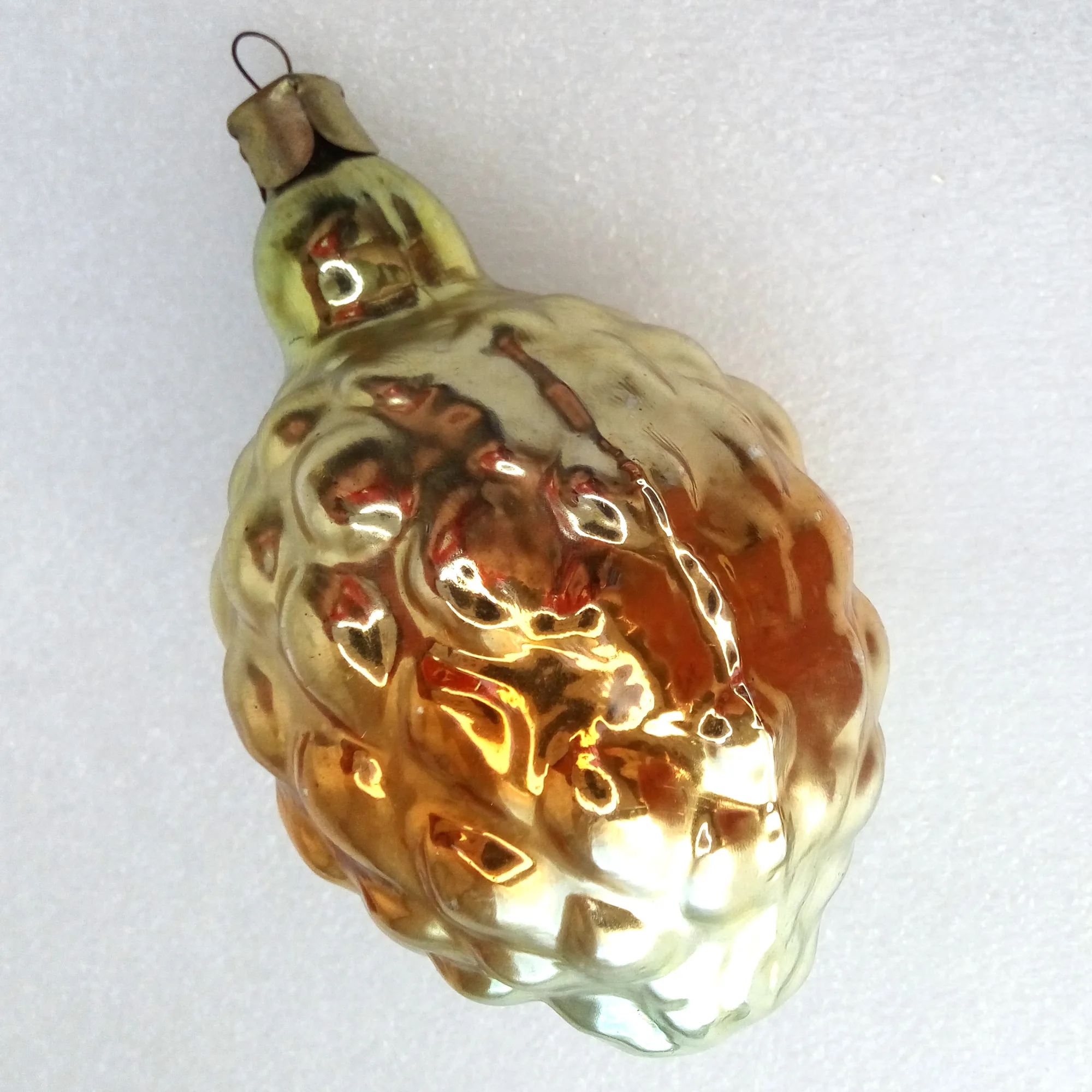 Vintage USSR Glass Christmas Ornament Pineapple