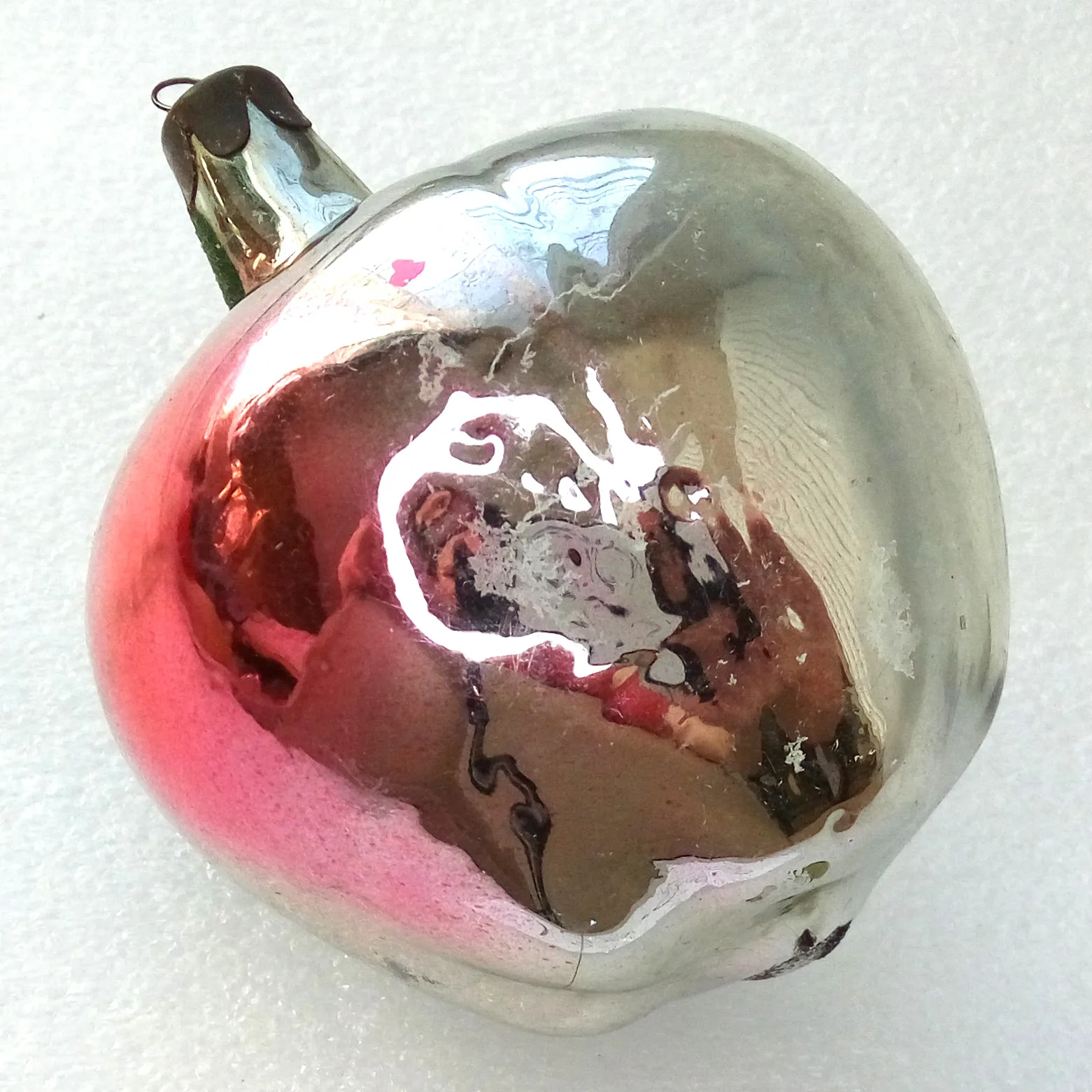Vintage Ukrainian Glass Christmas Ornament Apple