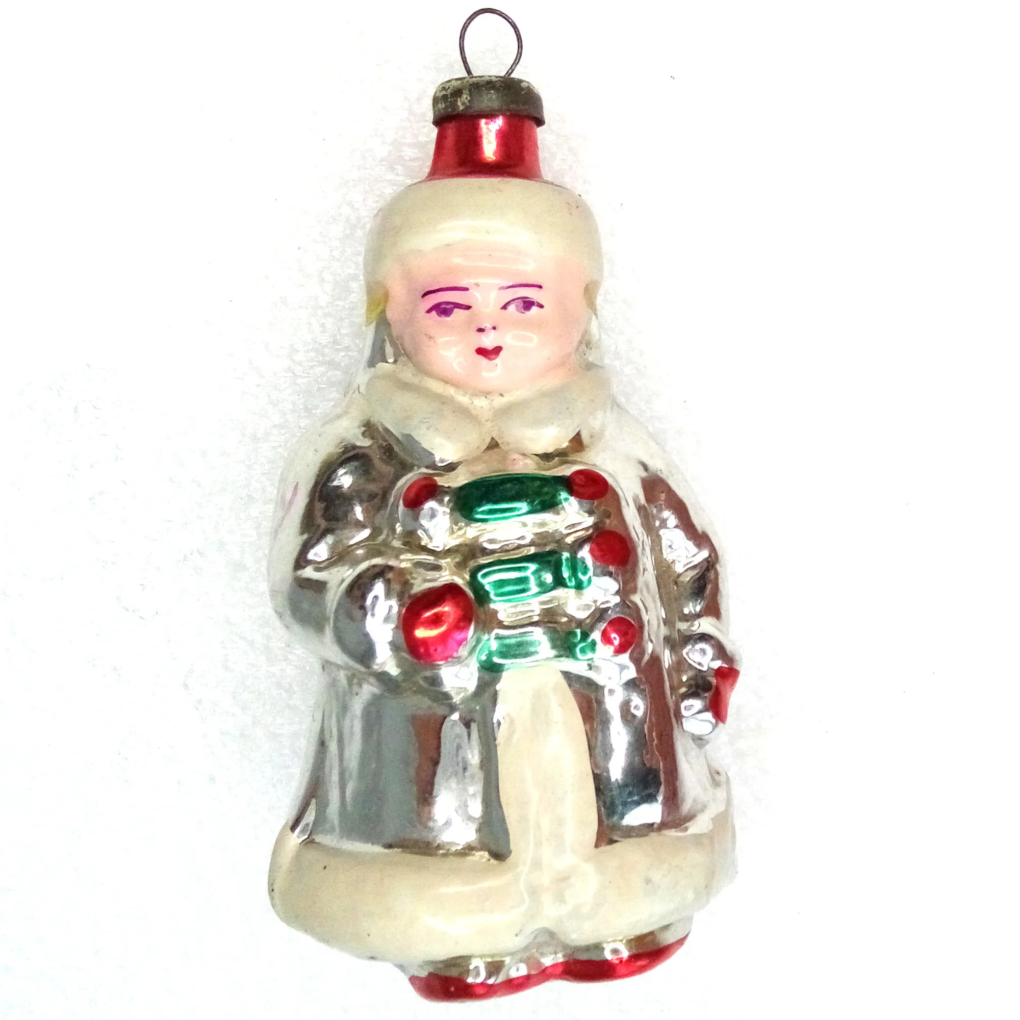 Vintage Antique USSR Glass Christmas Ornament Woman