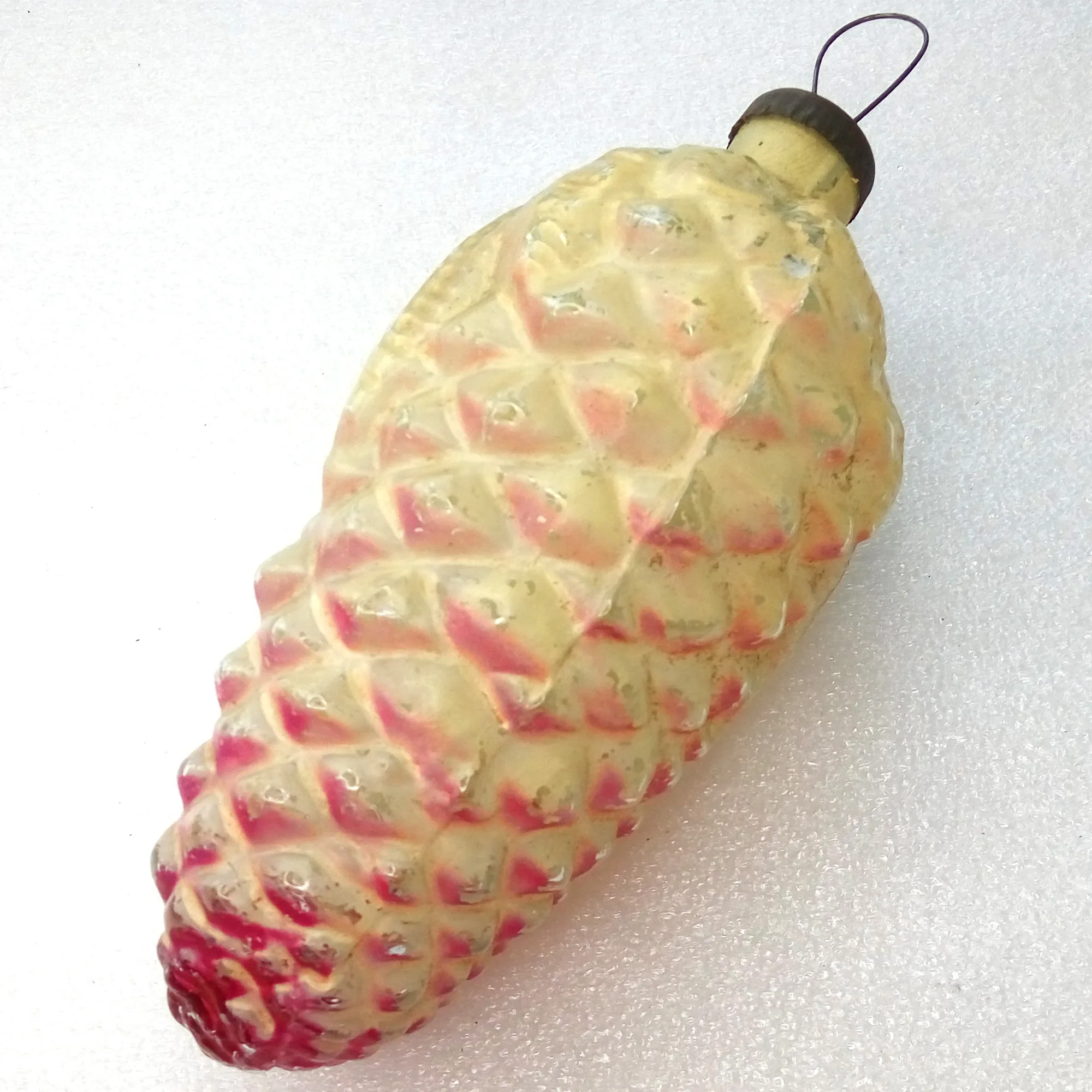 Huge Vintage Glass Christmas Ornament Pinecone