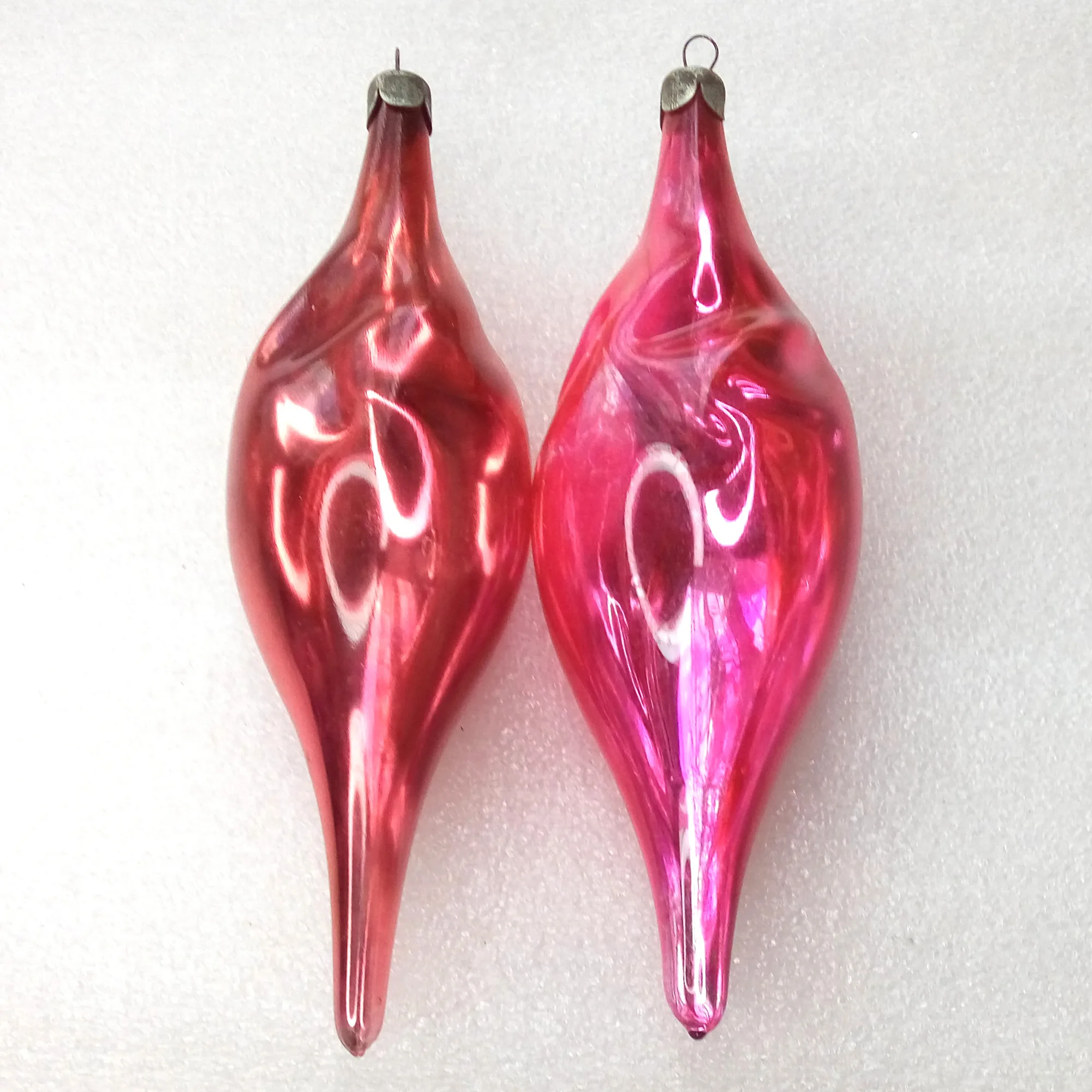 Set of 2 Big Vintage Glass Christmas Ornaments Isicle