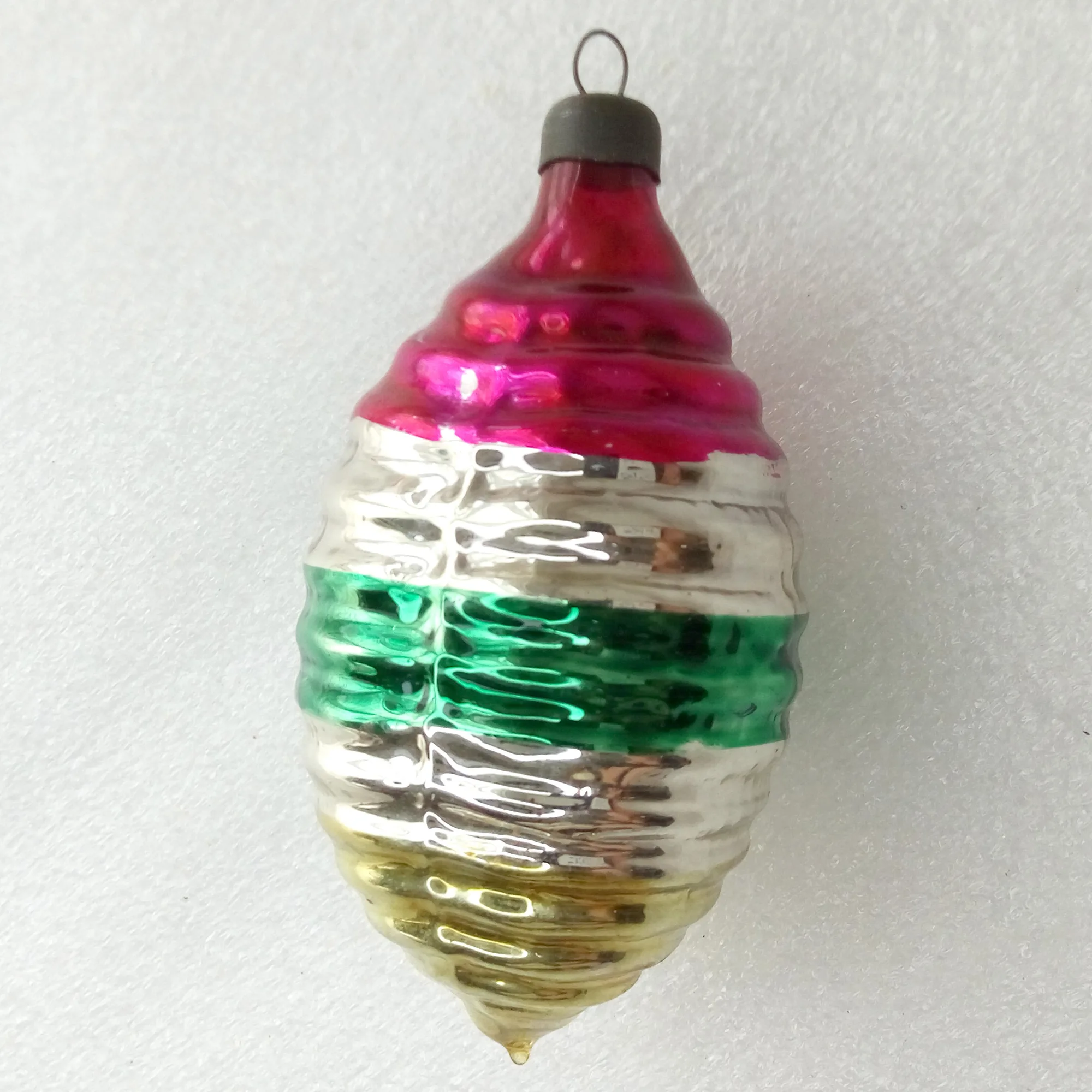 Vintage Silver Glass Christmas Ornament
