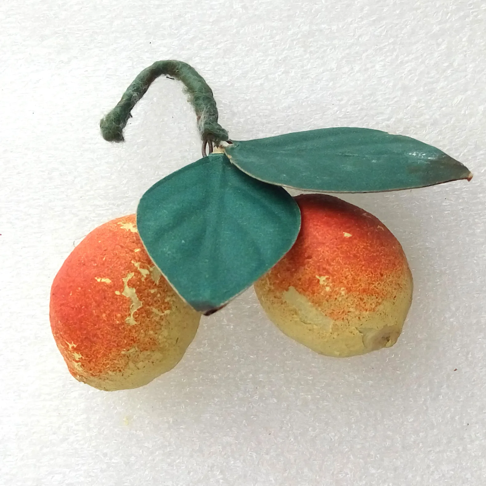 Vintage Paper Mache Christmas Ornament Apricot
