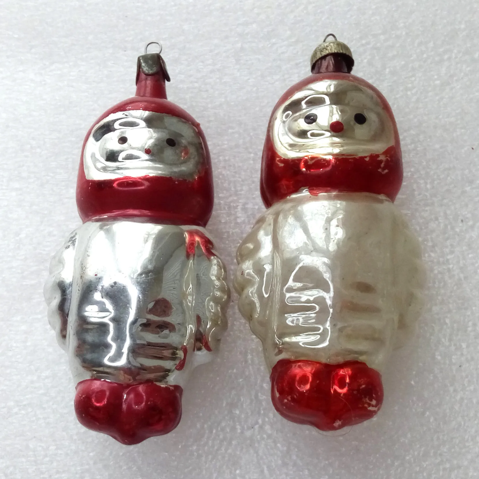 Set of 2 Vintage Glass Christmas Ornaments Astronauts