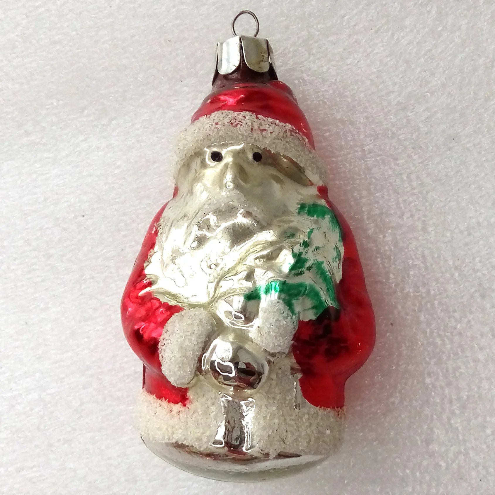 Vintage GDR Glass Christmas Ornament Santa