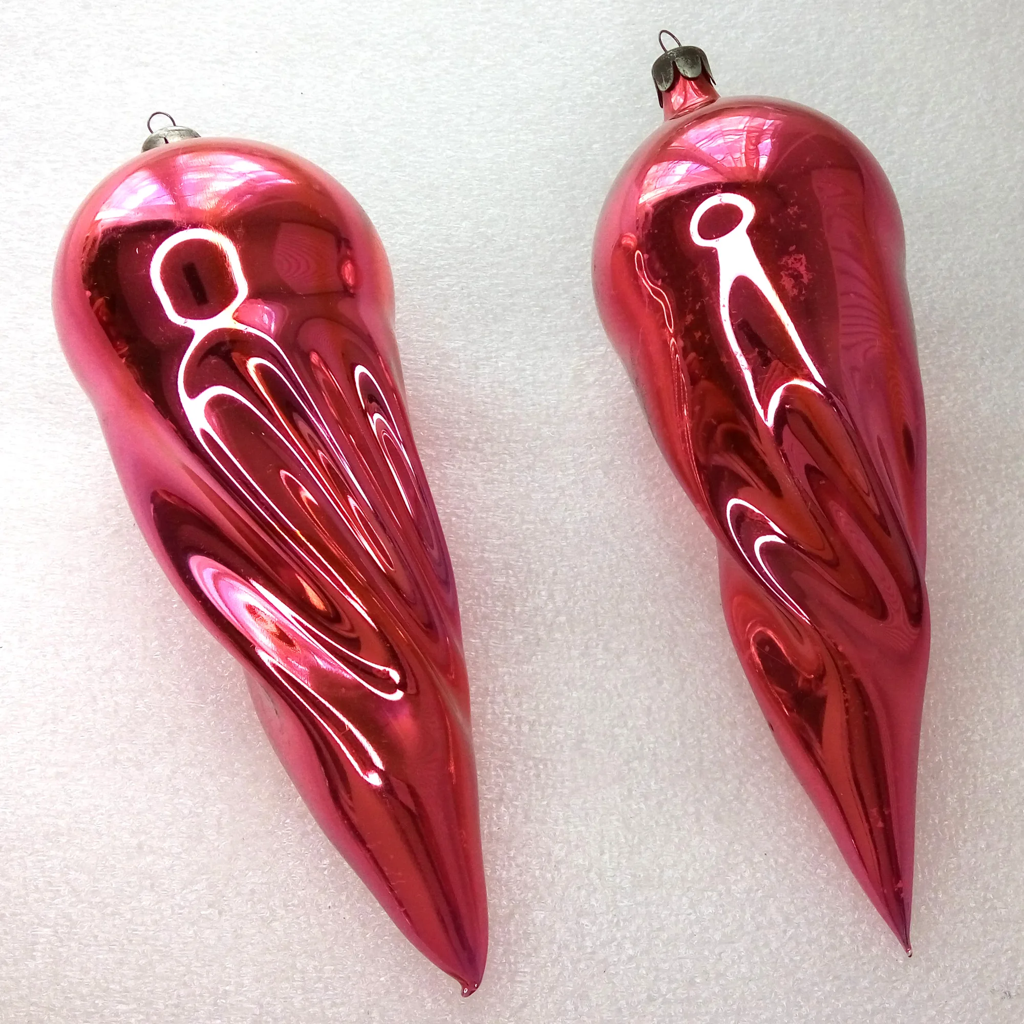 Set of 2 Big Vintage Glass Christmas Ornament Icicles