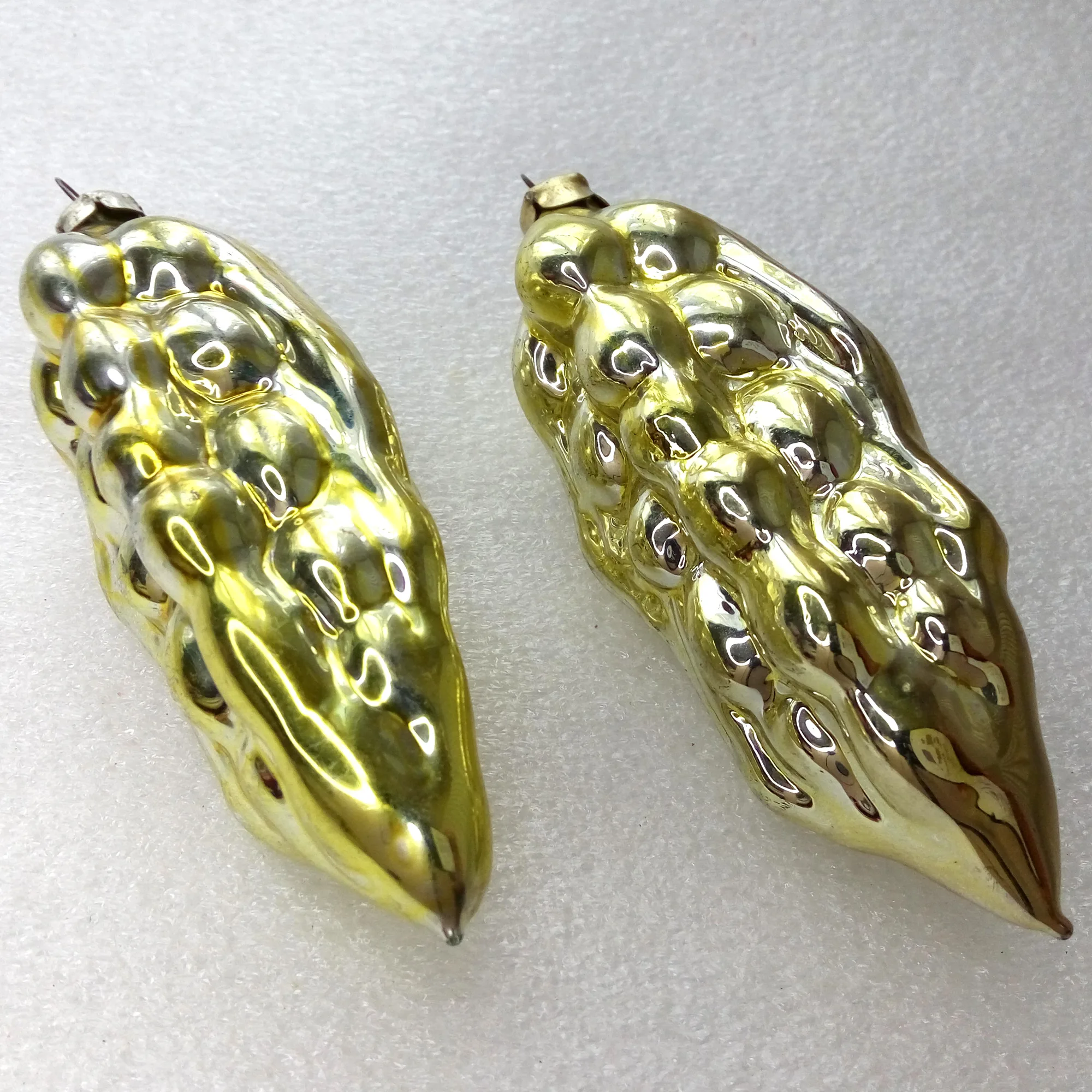 Set of 2 Vintage Glass Christmas Ornament Tree Ears of Wheats