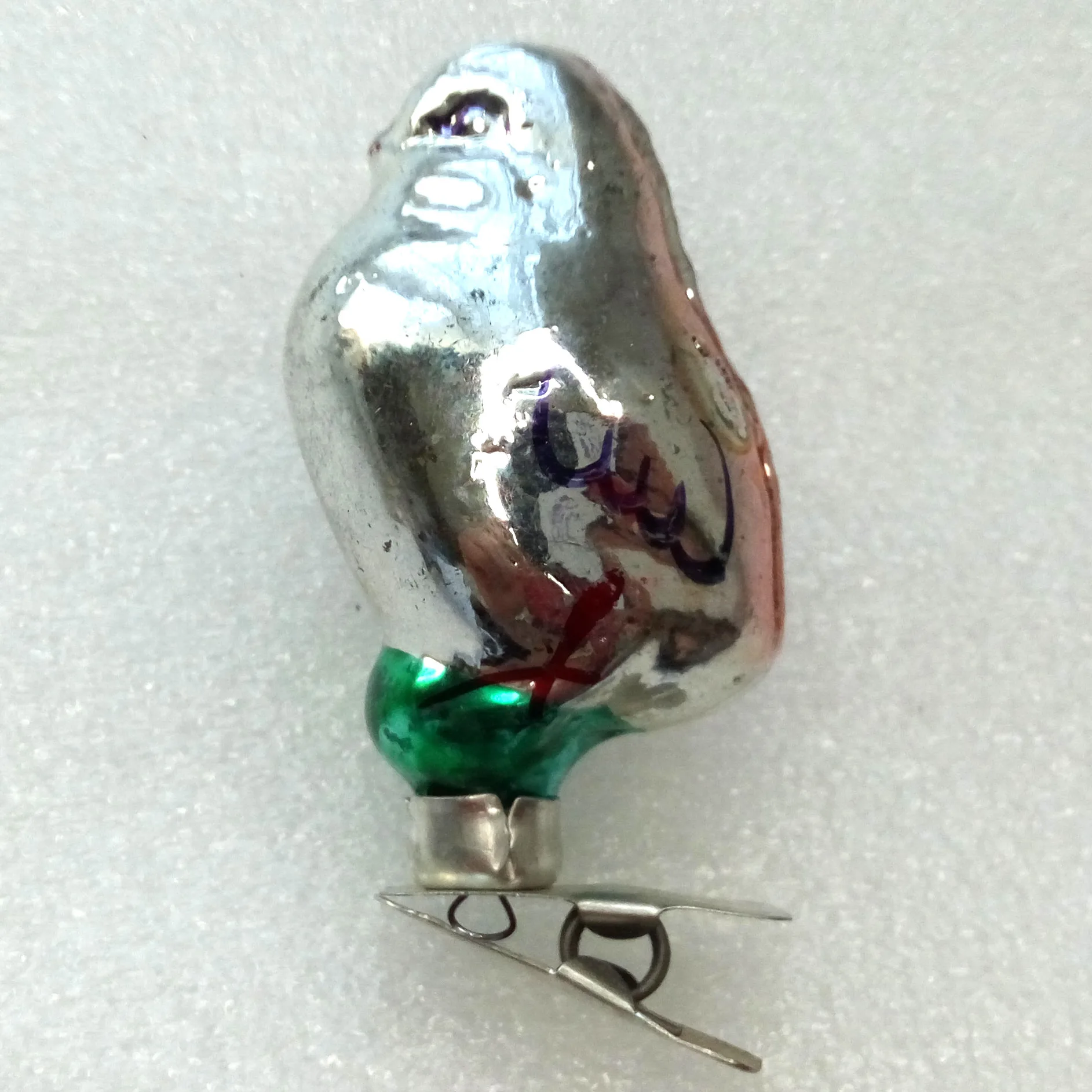 Vintage Ukrainian Glass Christmas Ornament Chicken