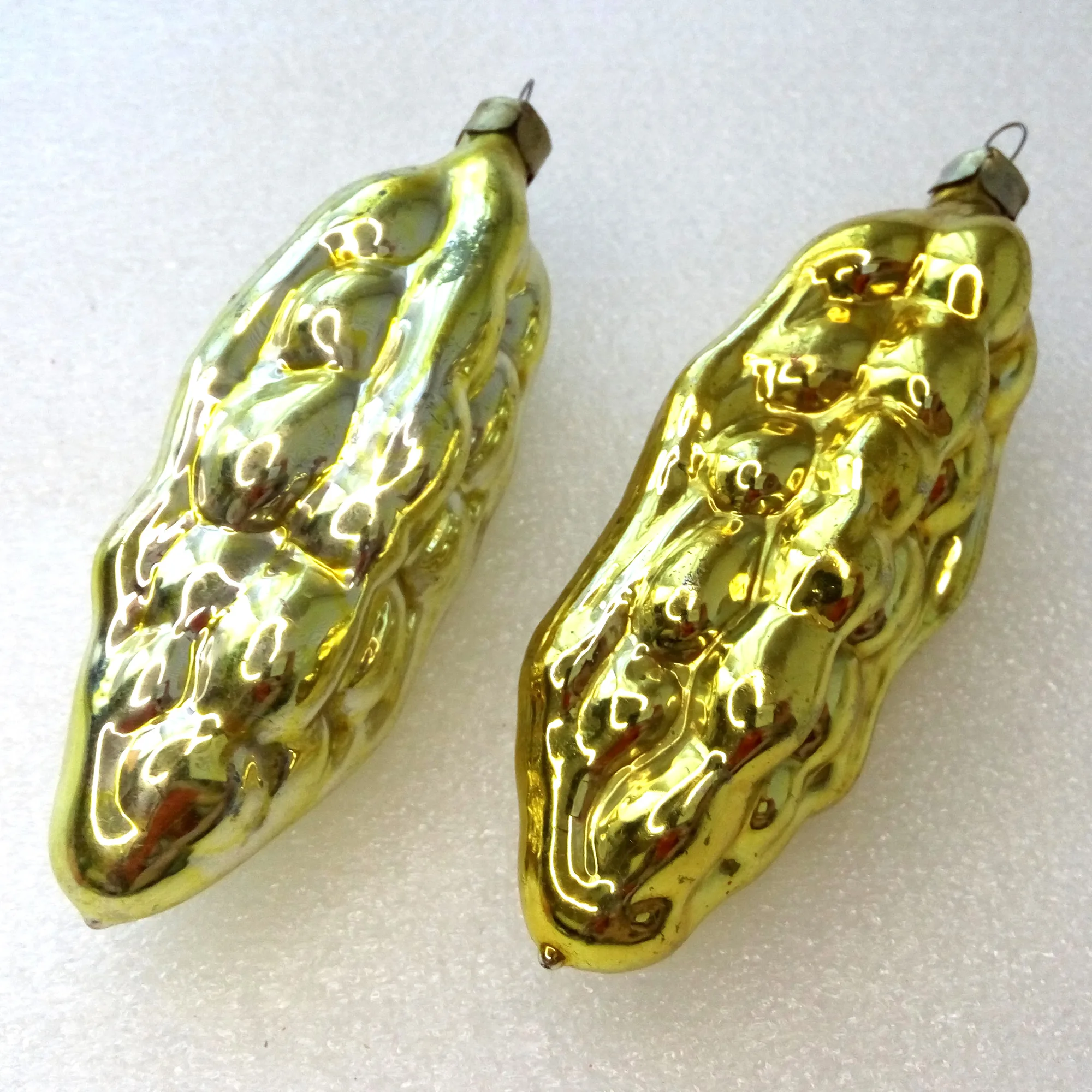 Set of 2 Vintage Glass Christmas Ornament Tree Ears of Wheats