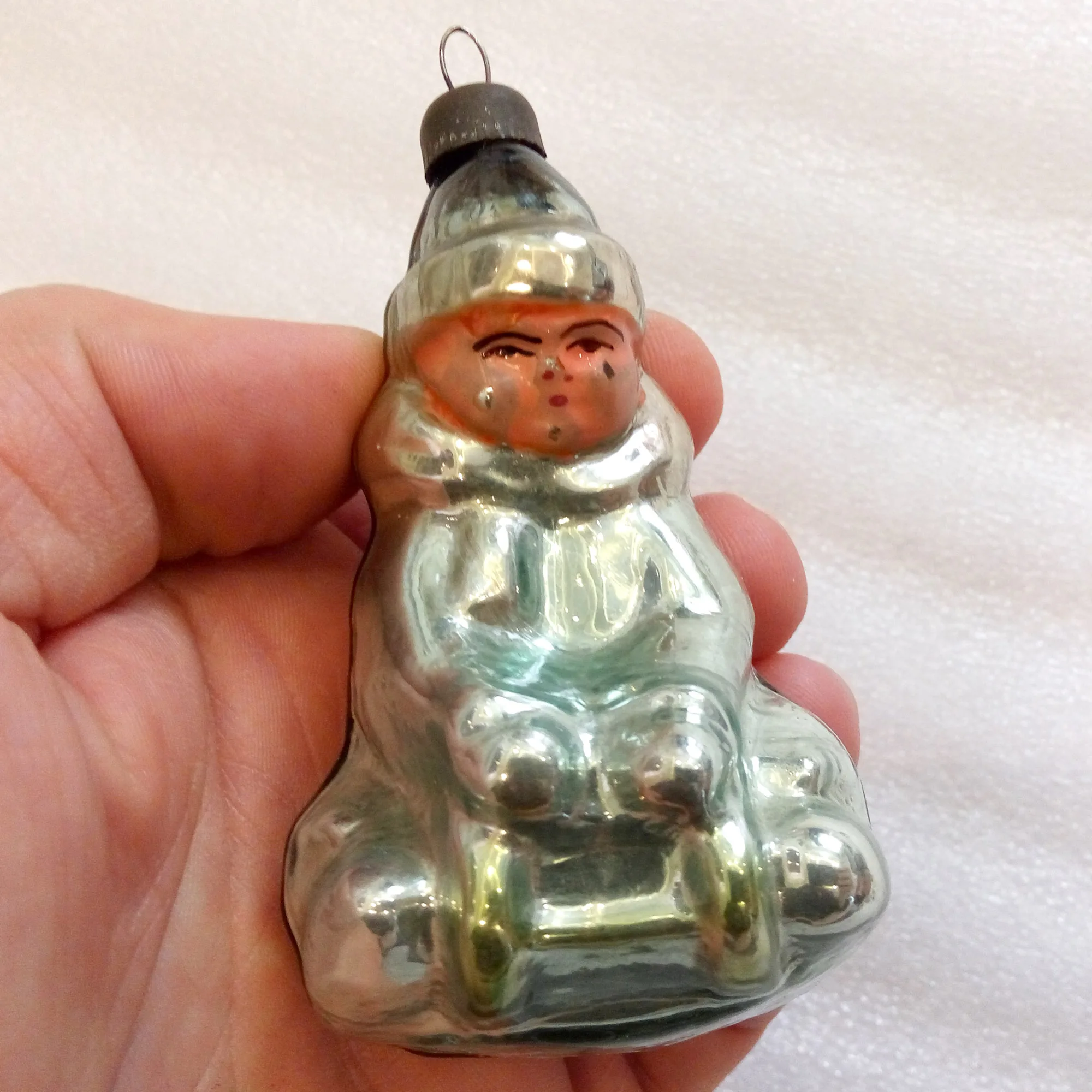 Vintage Glass Christmas Ornament Decor Girl Female Figure Child Antique Collectible