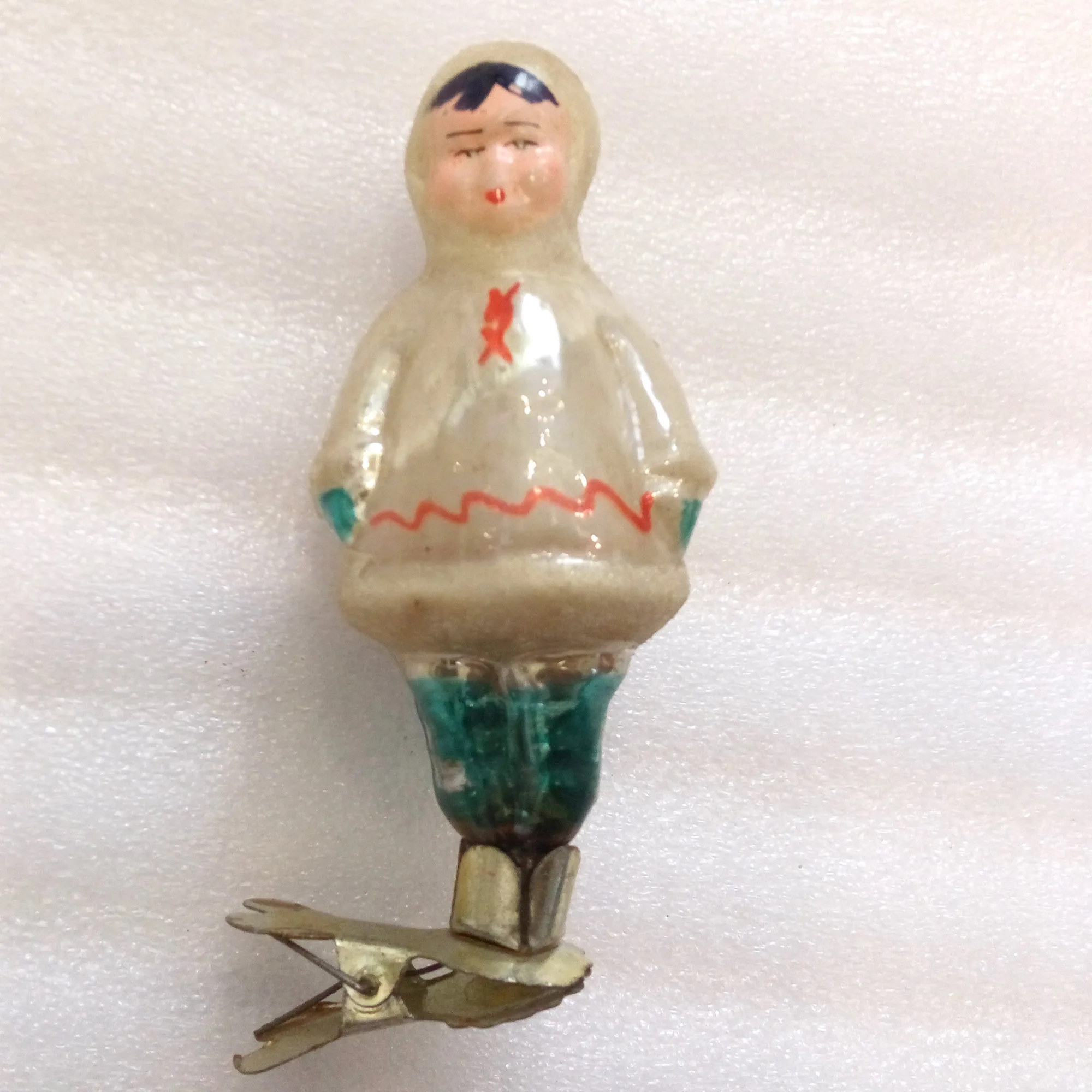 Vintage Antique Glass USSR Christmas Ornament Alaska Girl