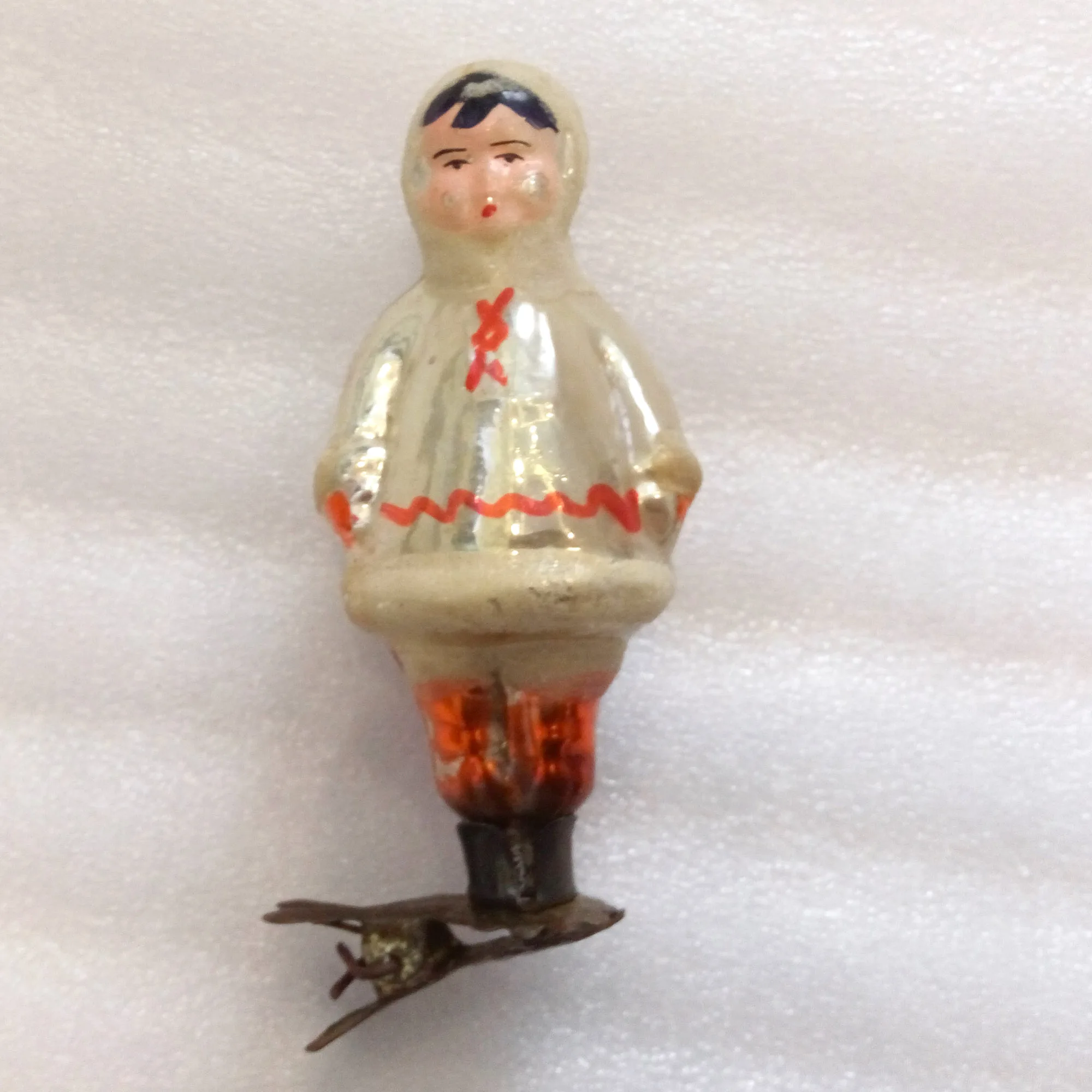 Vintage Antique Glass USSR Christmas Ornament Alaska Girl
