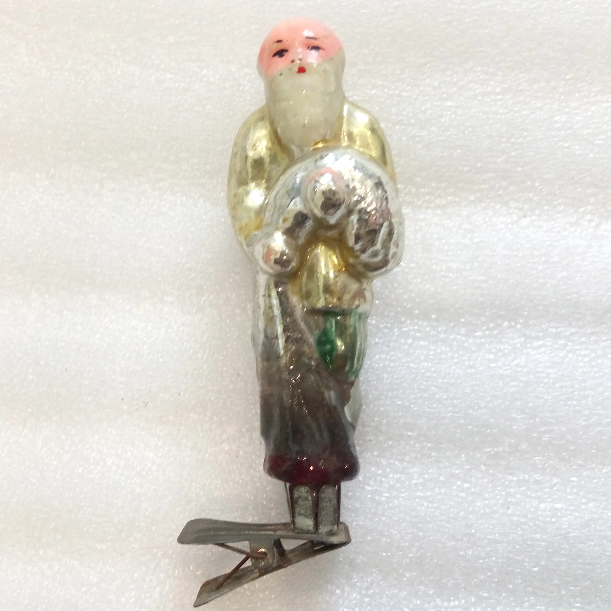 Antique Vintage Glass USSR Christmas Ornament Fisherman