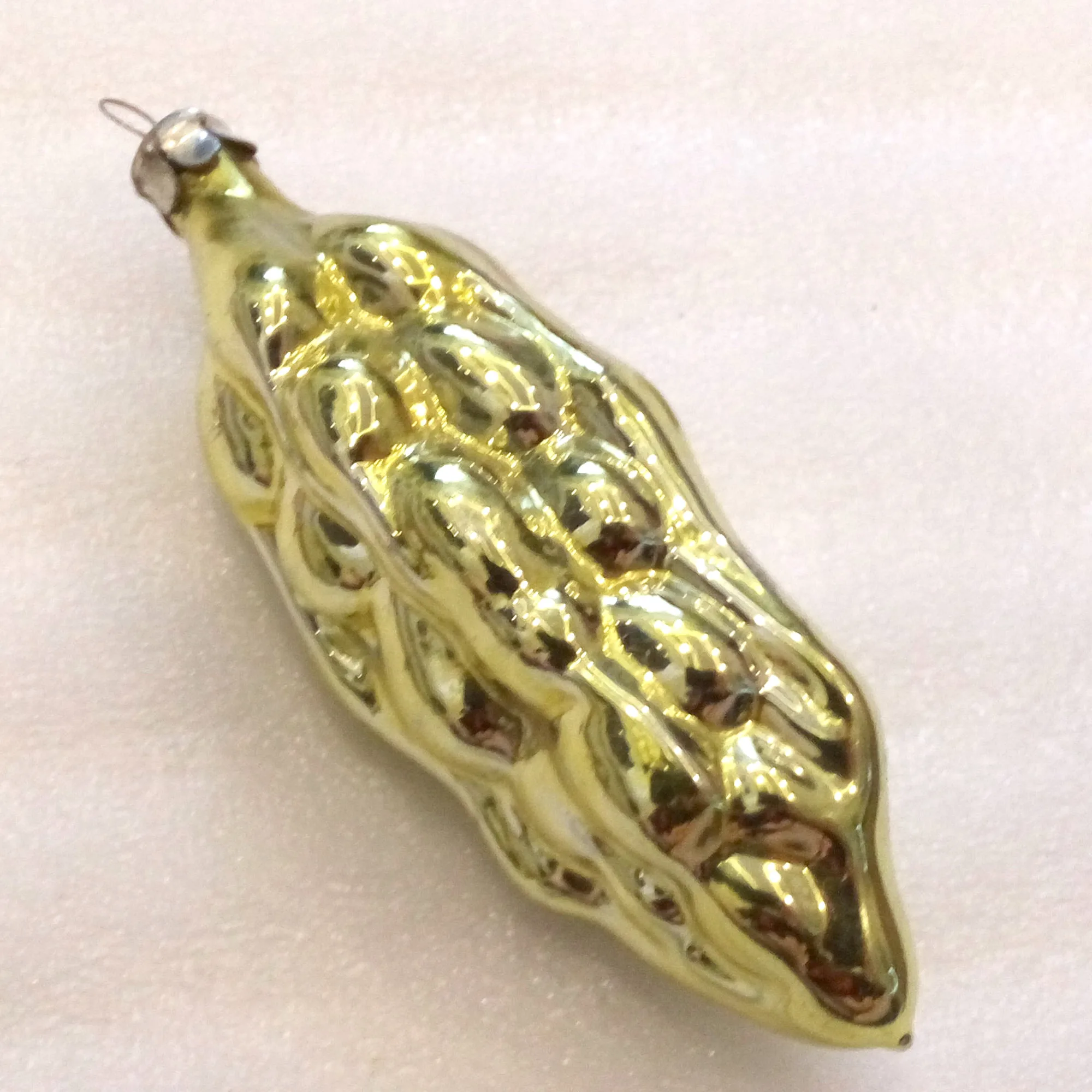 Antique Vintage USSR Silver Glass Christmas Tree Ornament Ear of Wheat