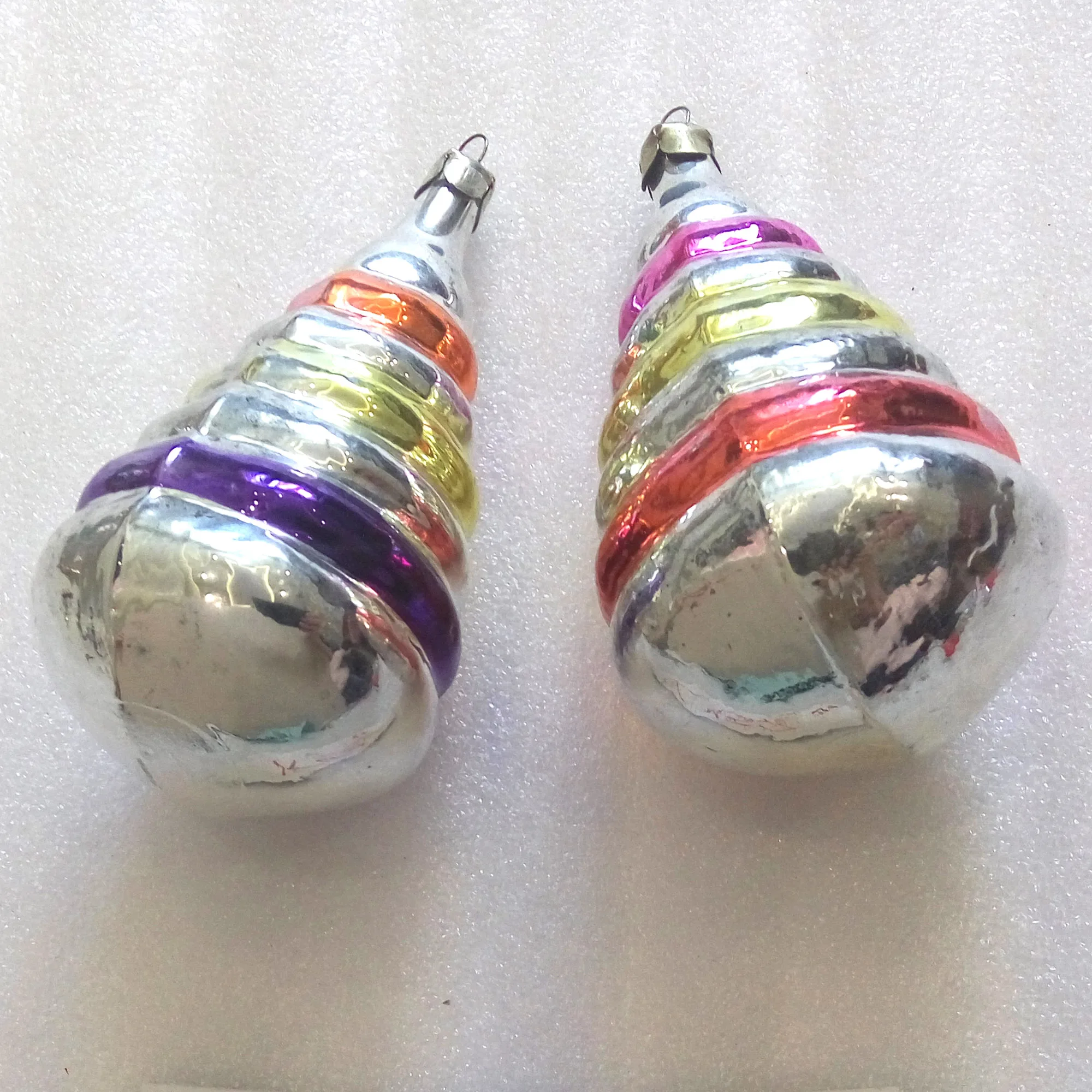 Set of 2 Vintage Glass USSR Christmas Ornament Christmas