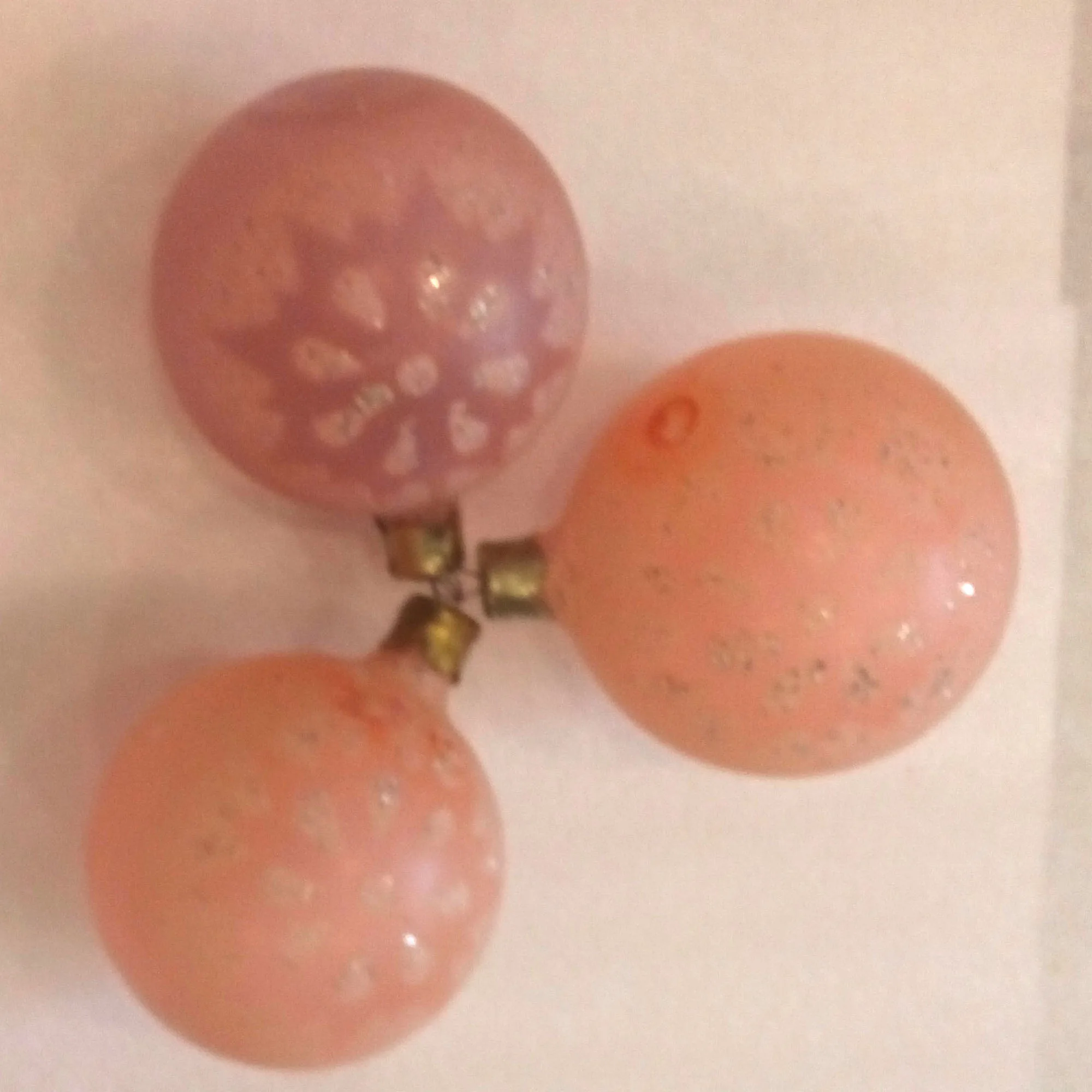 Set of 3 Antique Vintage USSR Glass Christmas Tree Ornaments Balls