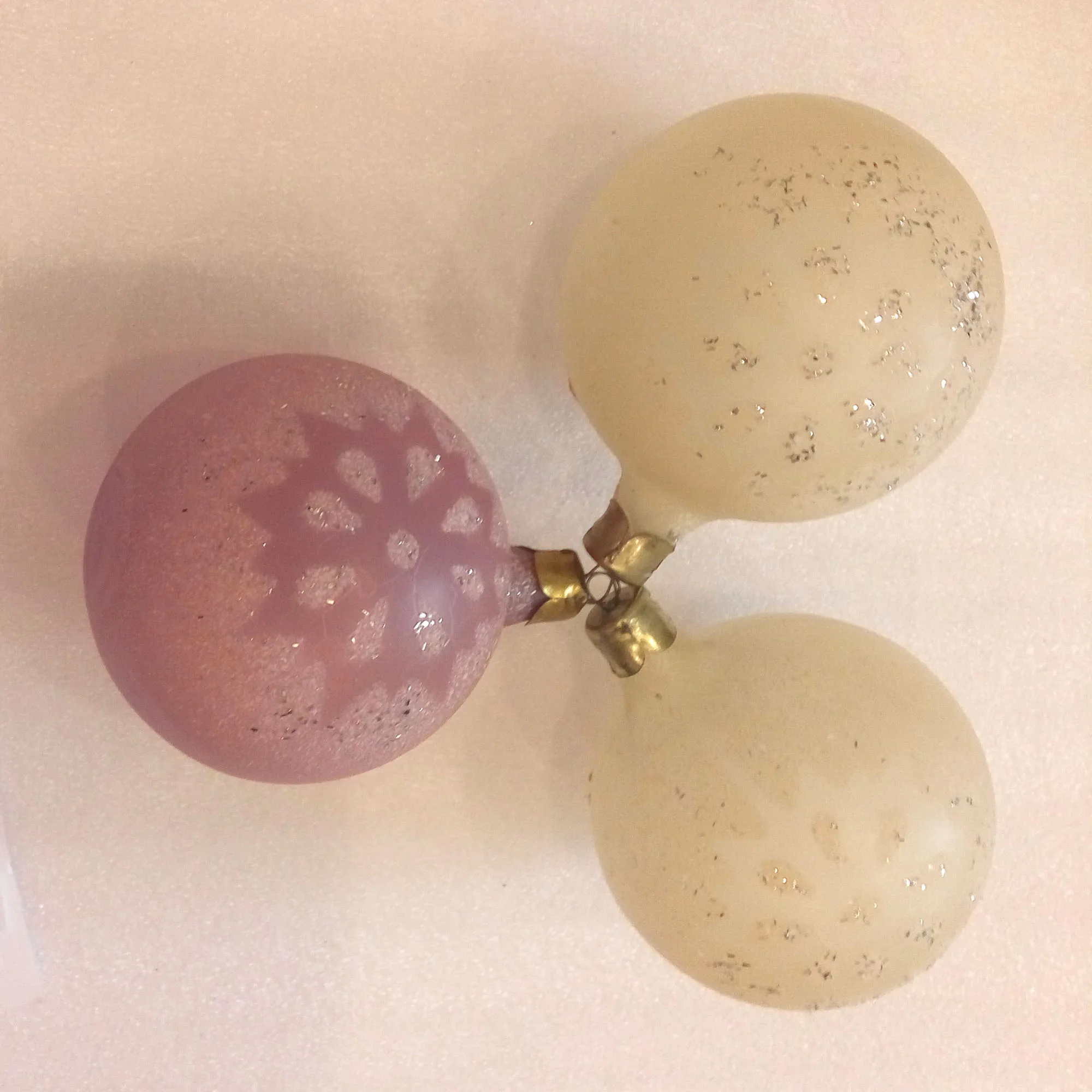 Set of 3 Antique Vintage USSR Glass Christmas Tree Ornaments Balls